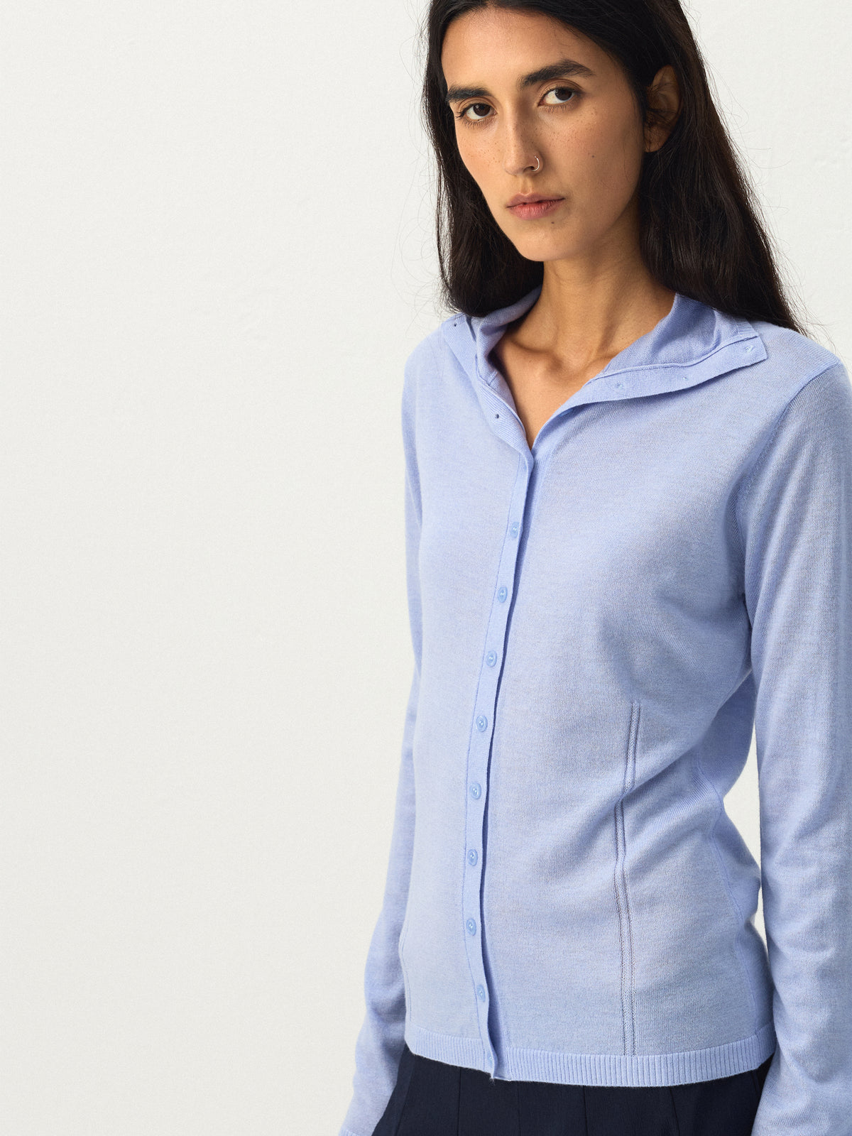 CUBIC High Neck Button Knit Cardigan-2