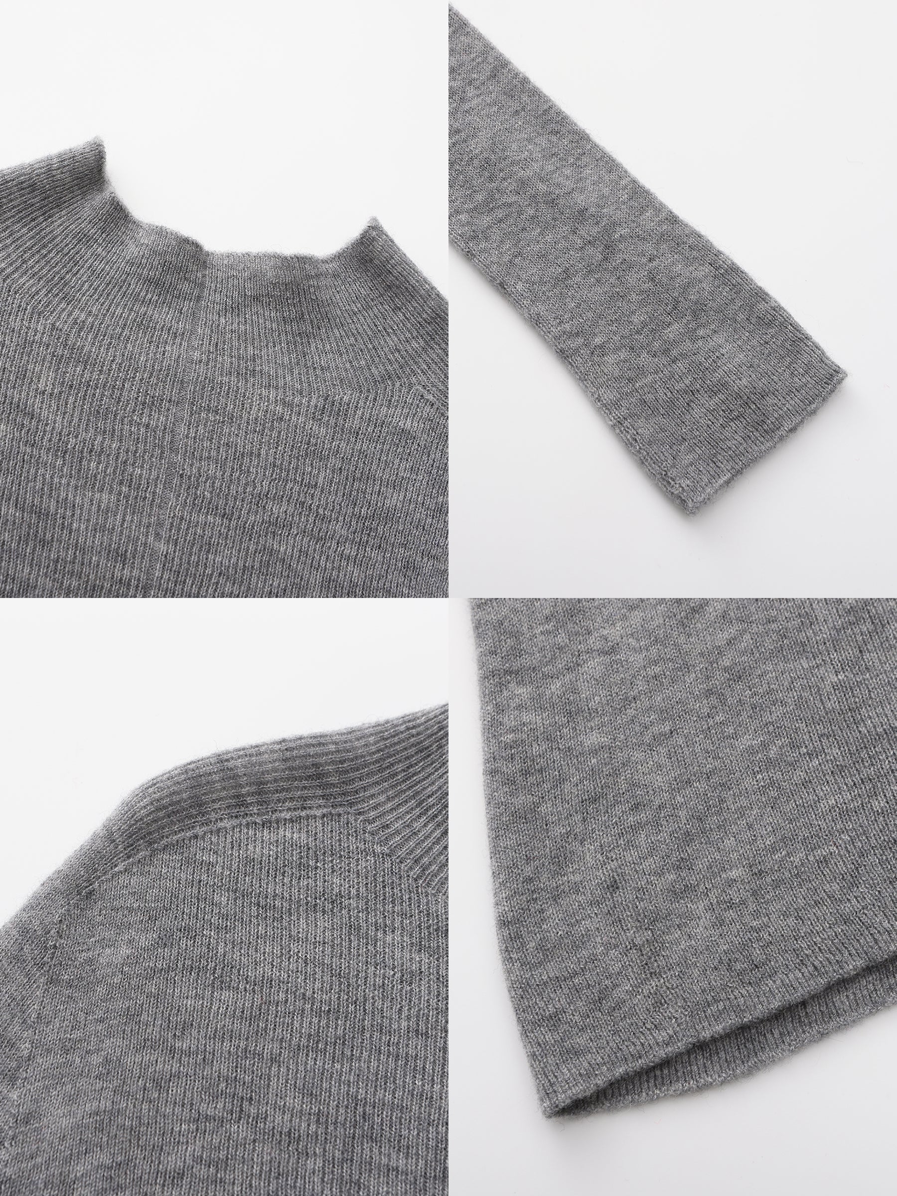 CUBIC 100% Wool Mock‑Neck Fitted Knit Top-32