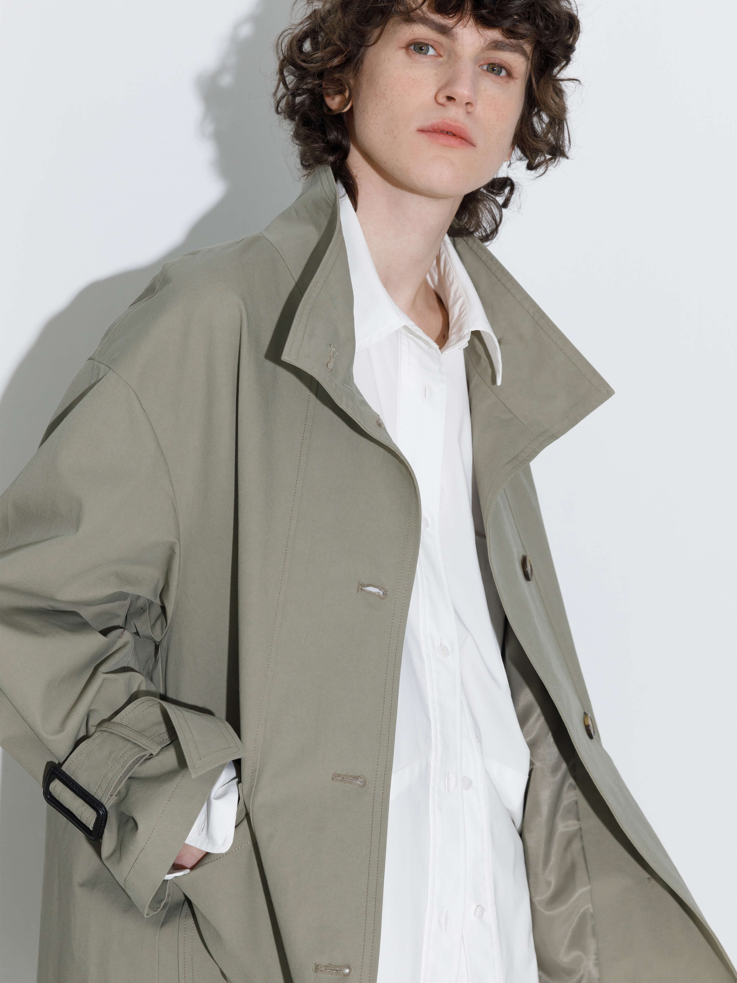 High Collar Long Trench Coat-9