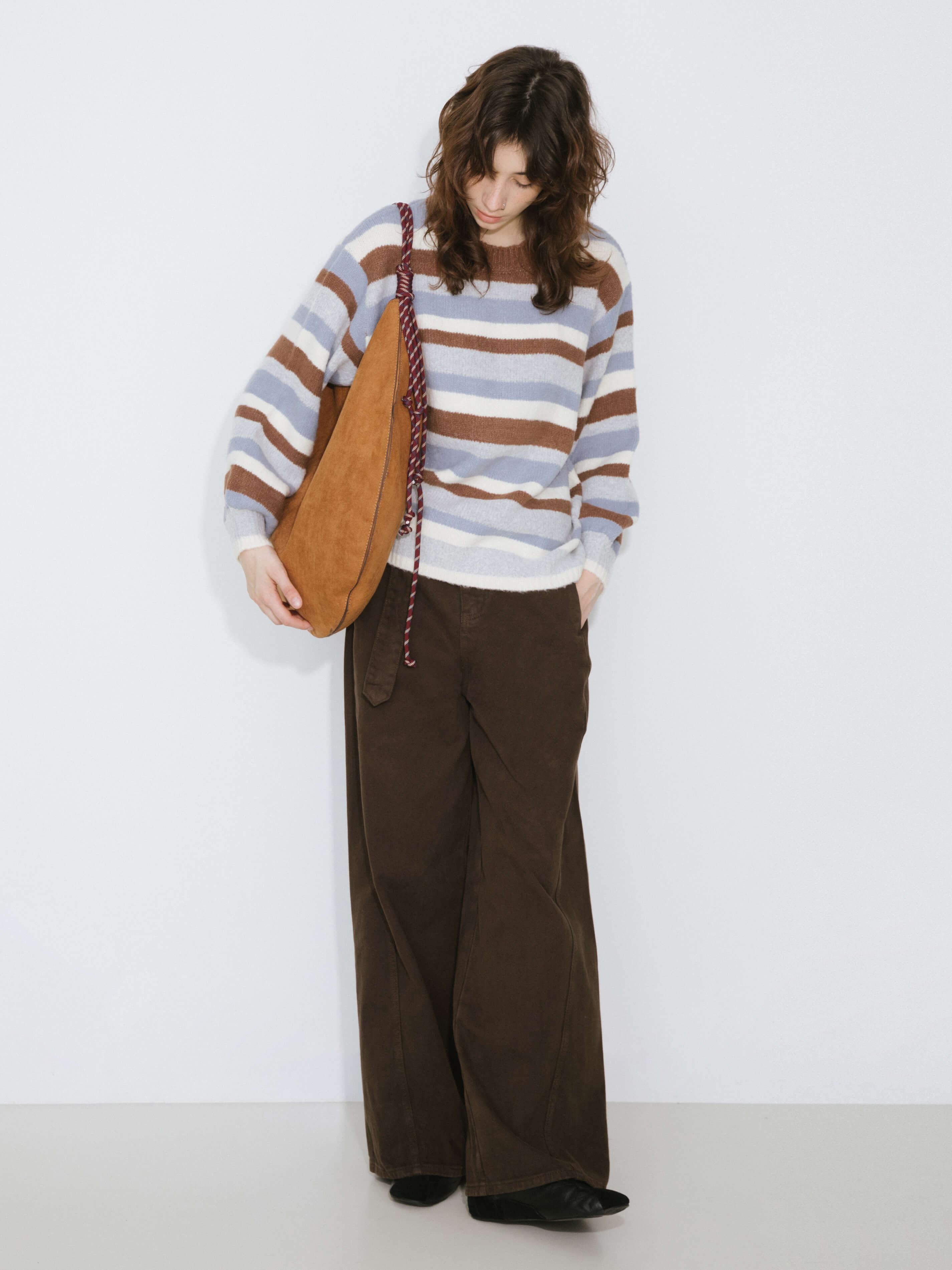 Oversized Striped Crew Knit Sweater-3