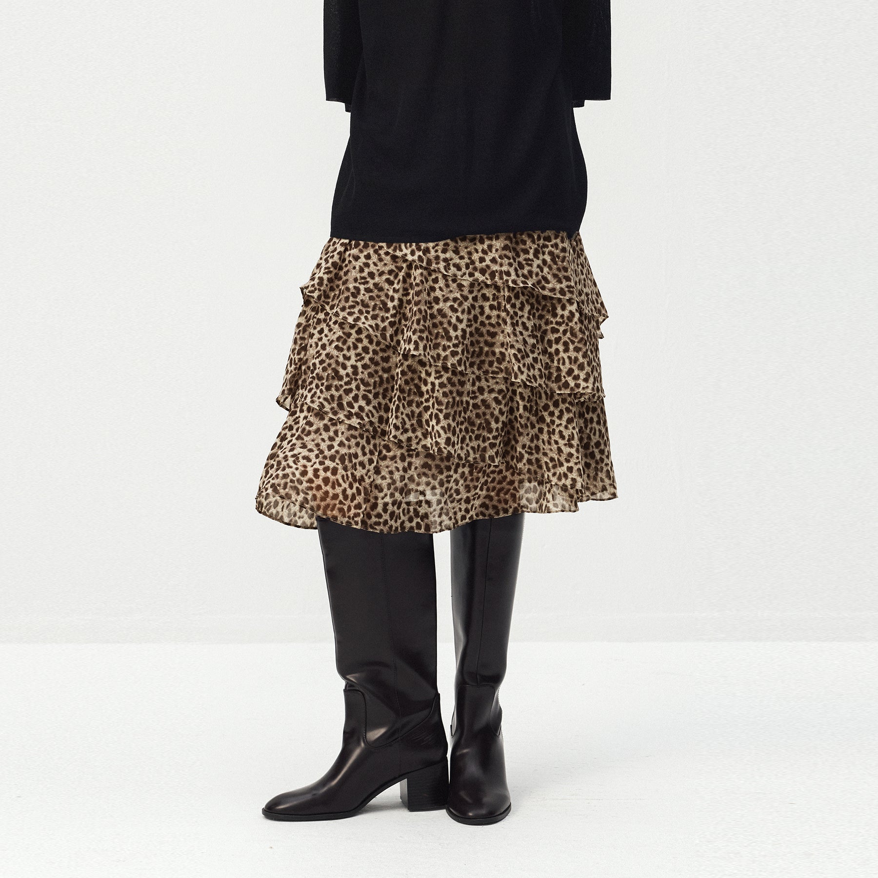 CUBIC Leopard Tiered Mini Skirt-3