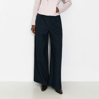 Vintage Polka Dot Wide-Leg Casual Pants
