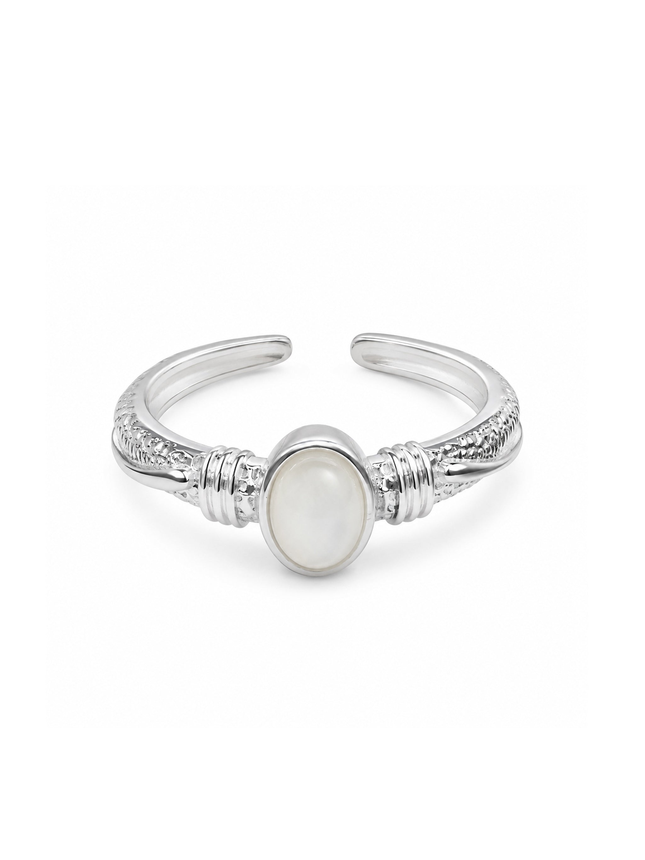 Mother-of-Pearl Silver Open Ring-3