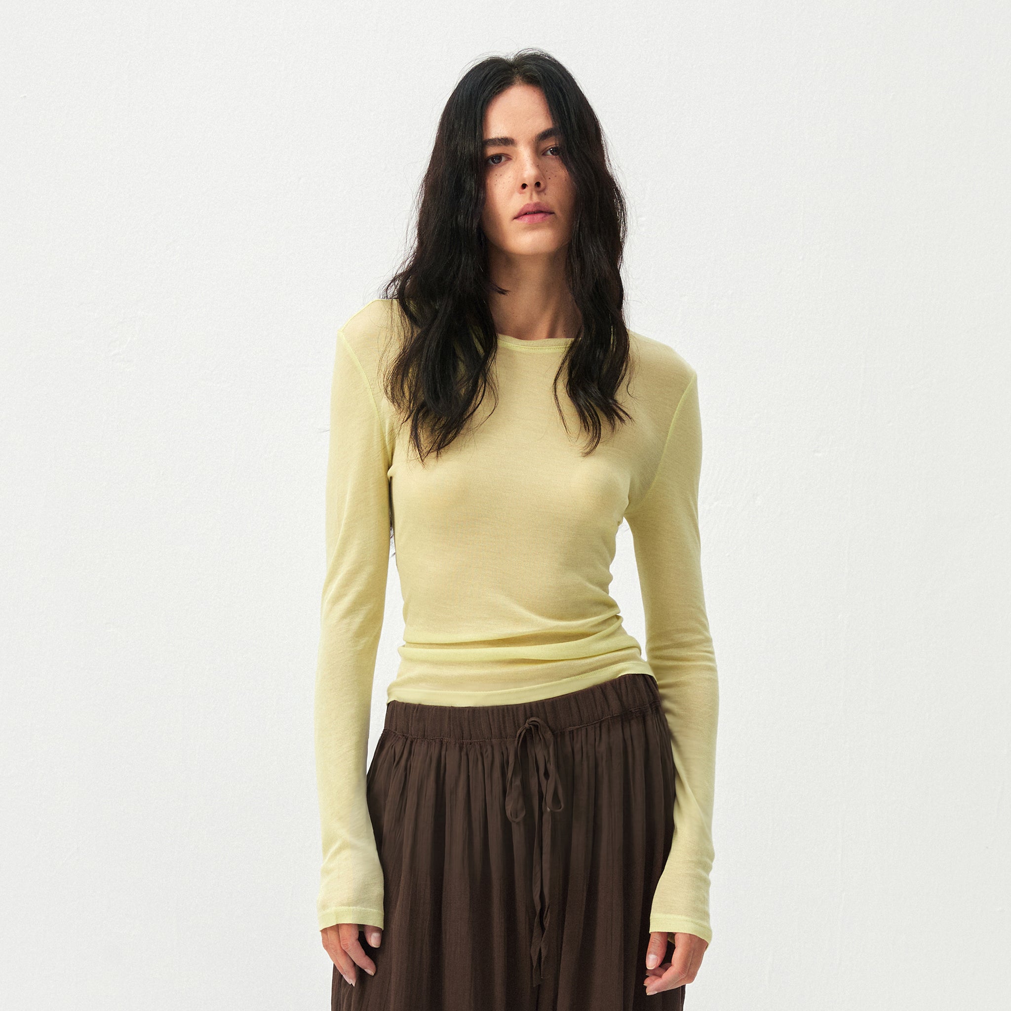 CUBIC Lyocell Sheer Long-Sleeve Top-4