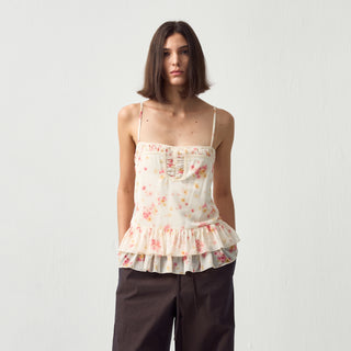 CUBIC Lace V-Neck Ruffle Floral Camisole