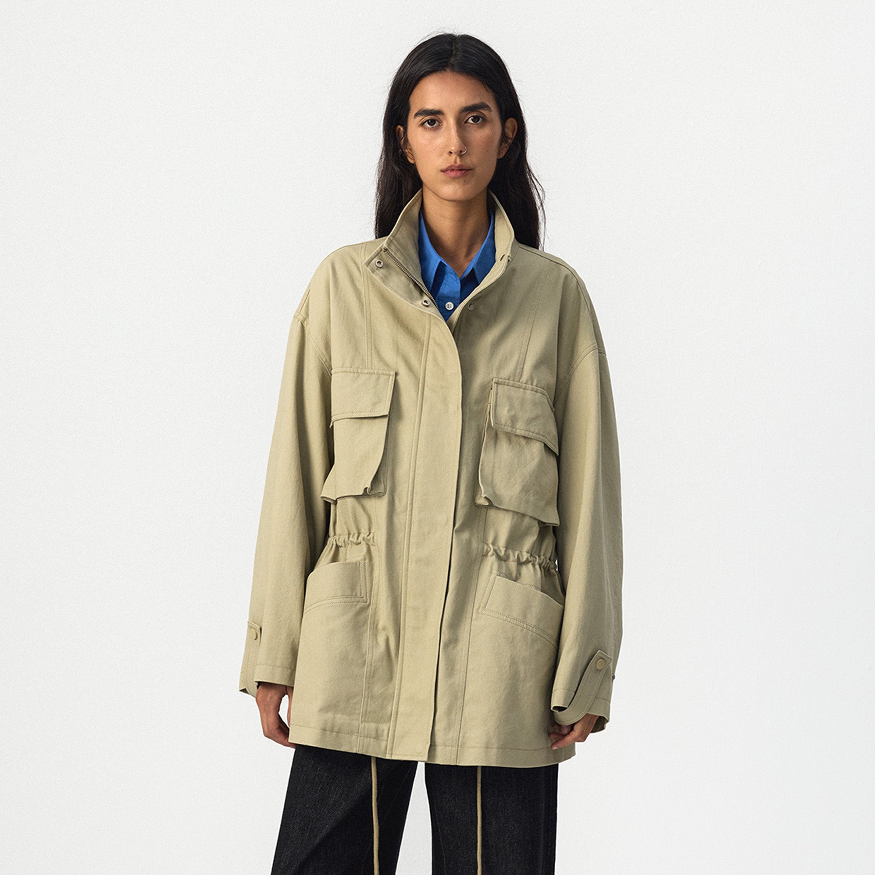 CUBIC Drawstring Waist Cargo Field Jacket-3