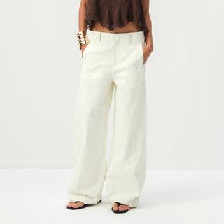 CUBIC 100%Cotton Casual Wide-Leg Trousers