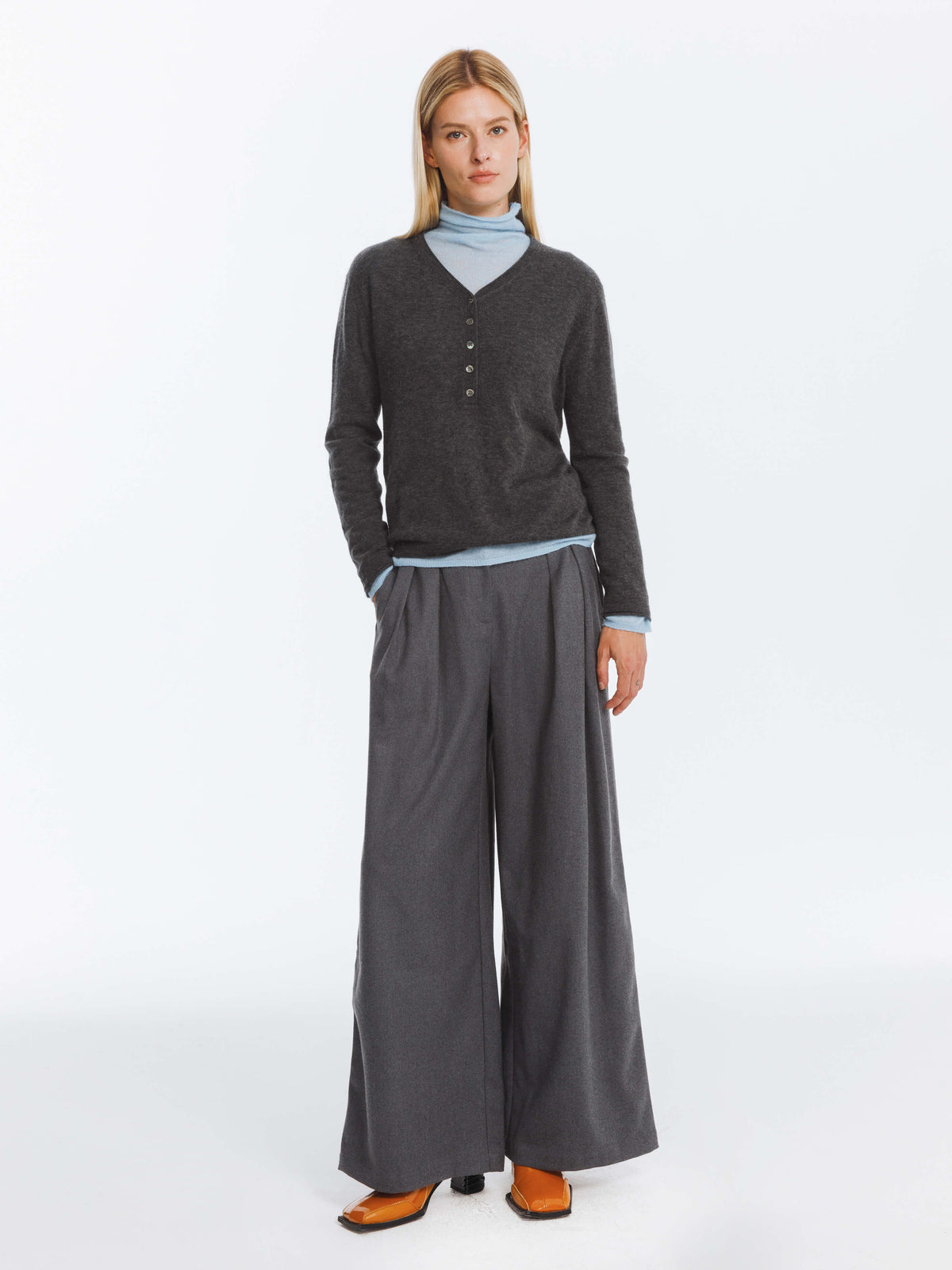 Wide Leg Double Pleated Trousers-3