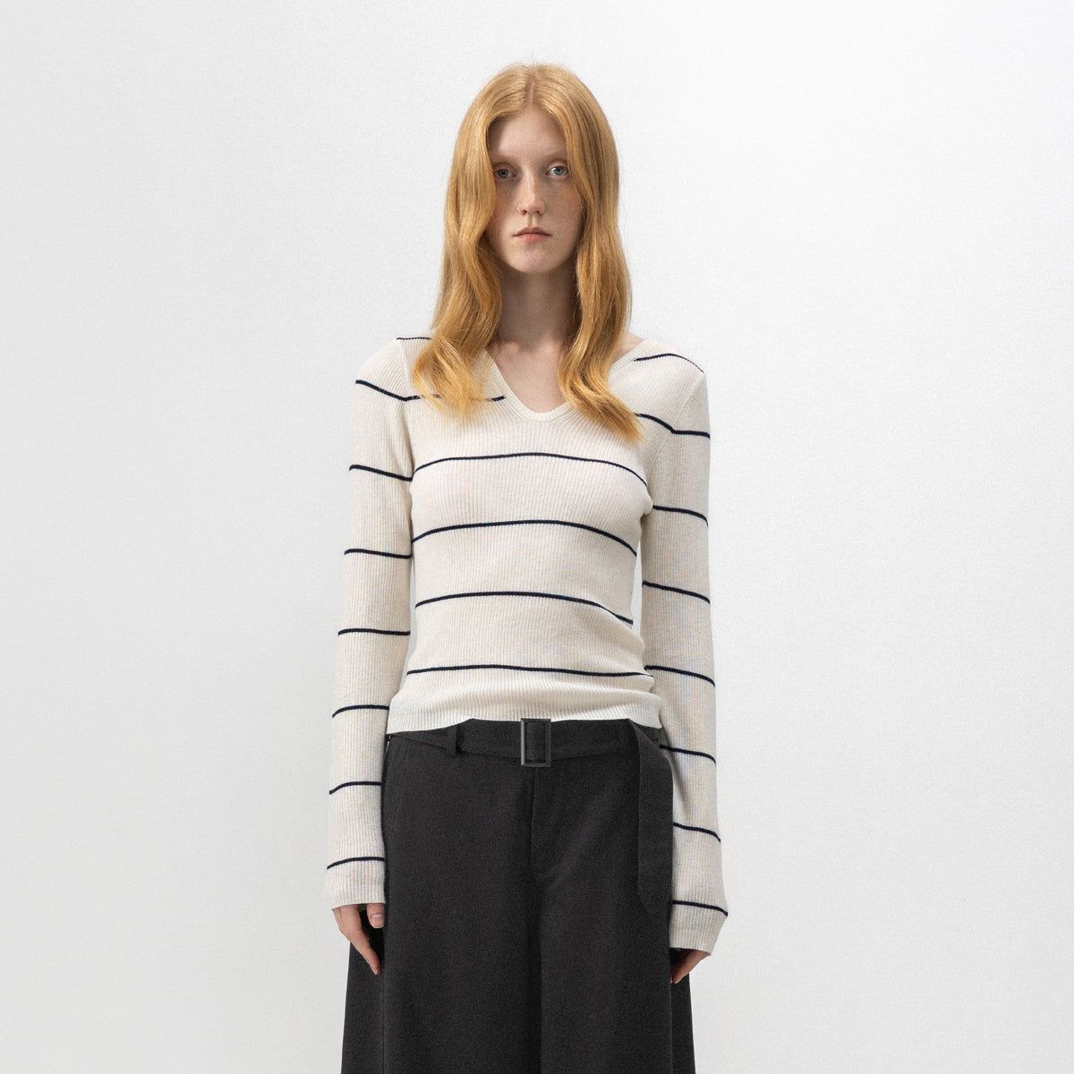CUBIC Striped Scoop-Neck Fitted Top-3