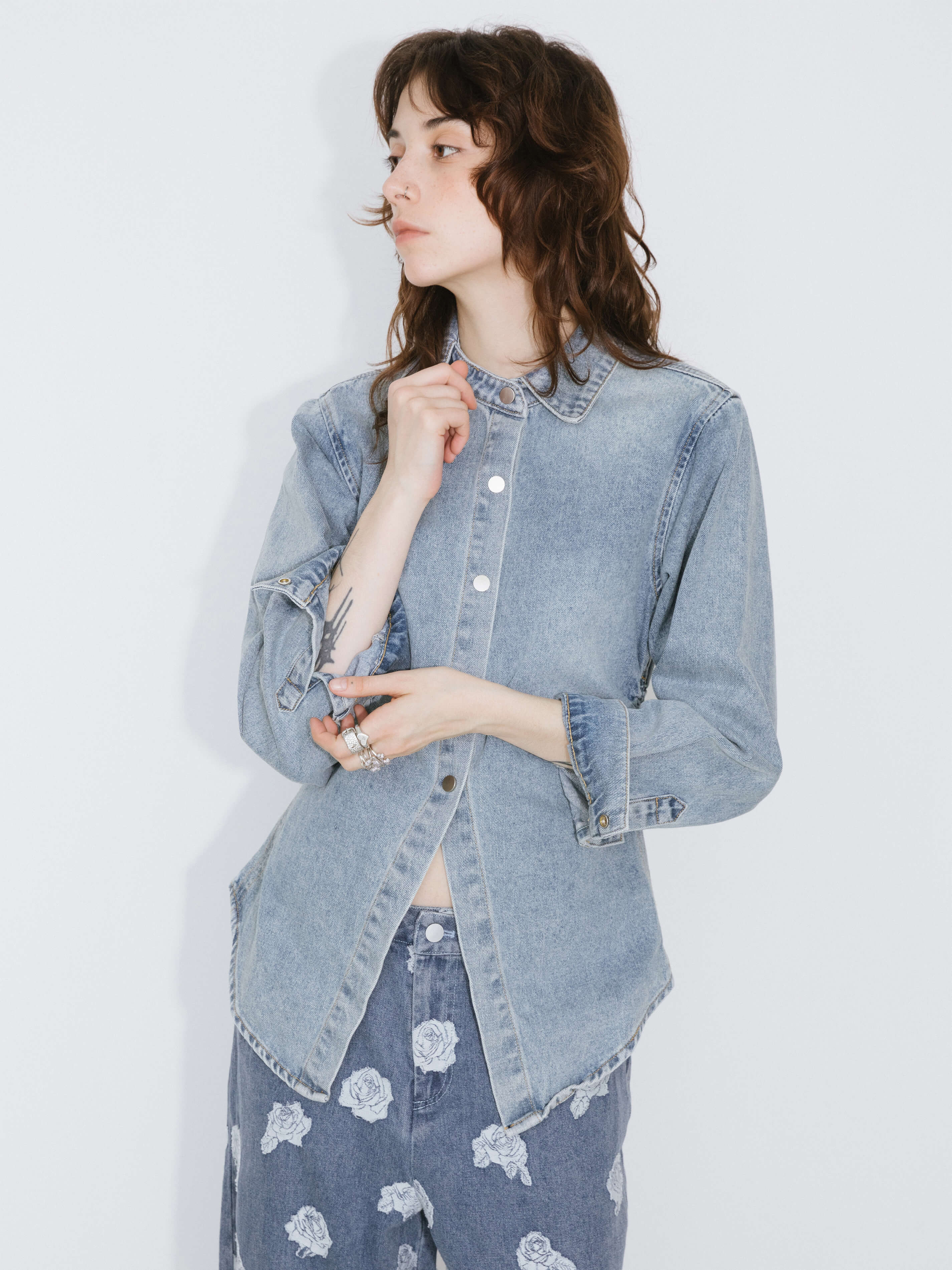 Blue Denim 100% Cotton Long Shirt-3