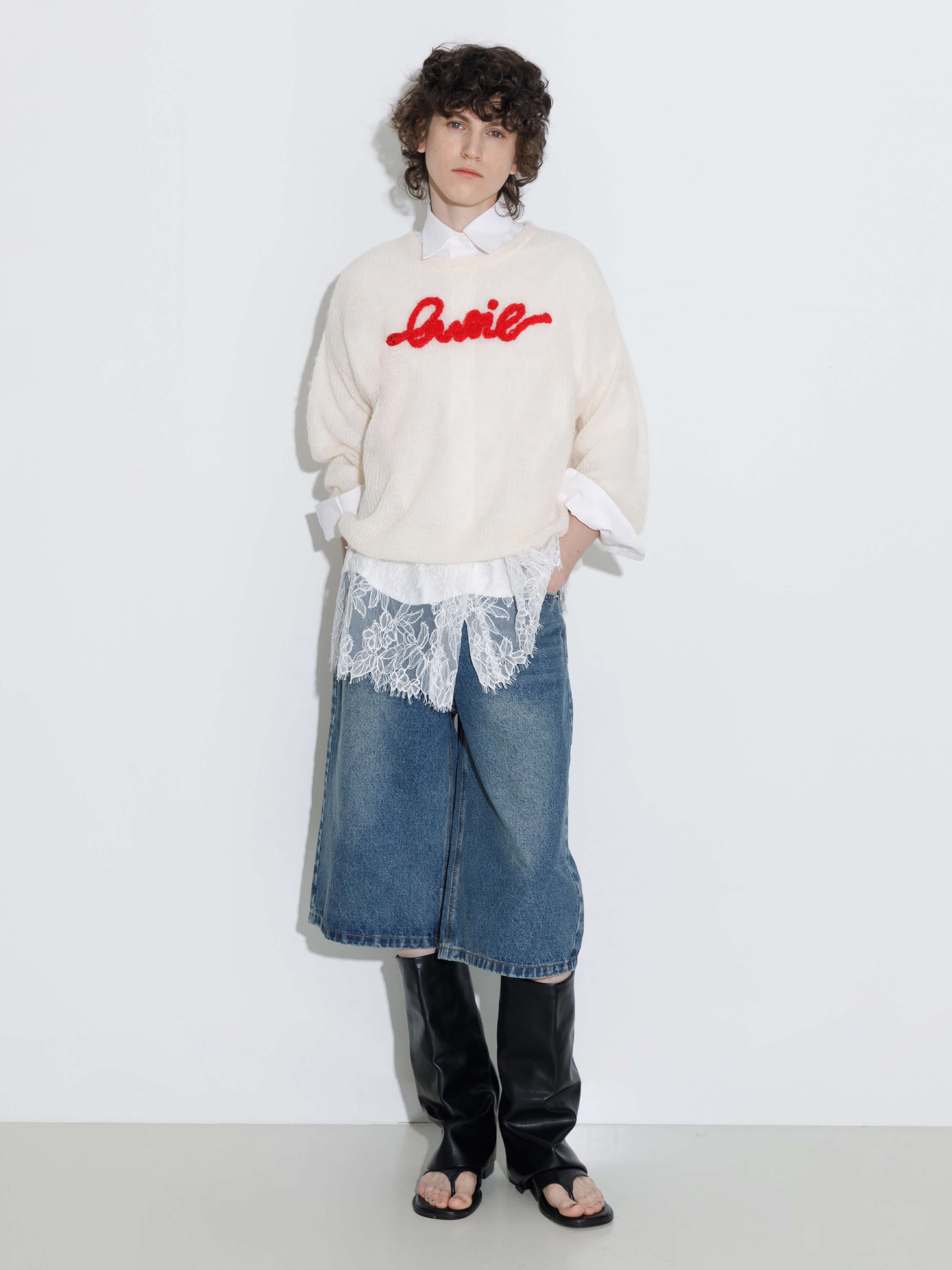 "CUBIC" Embroidered Crewneck Sweater-3