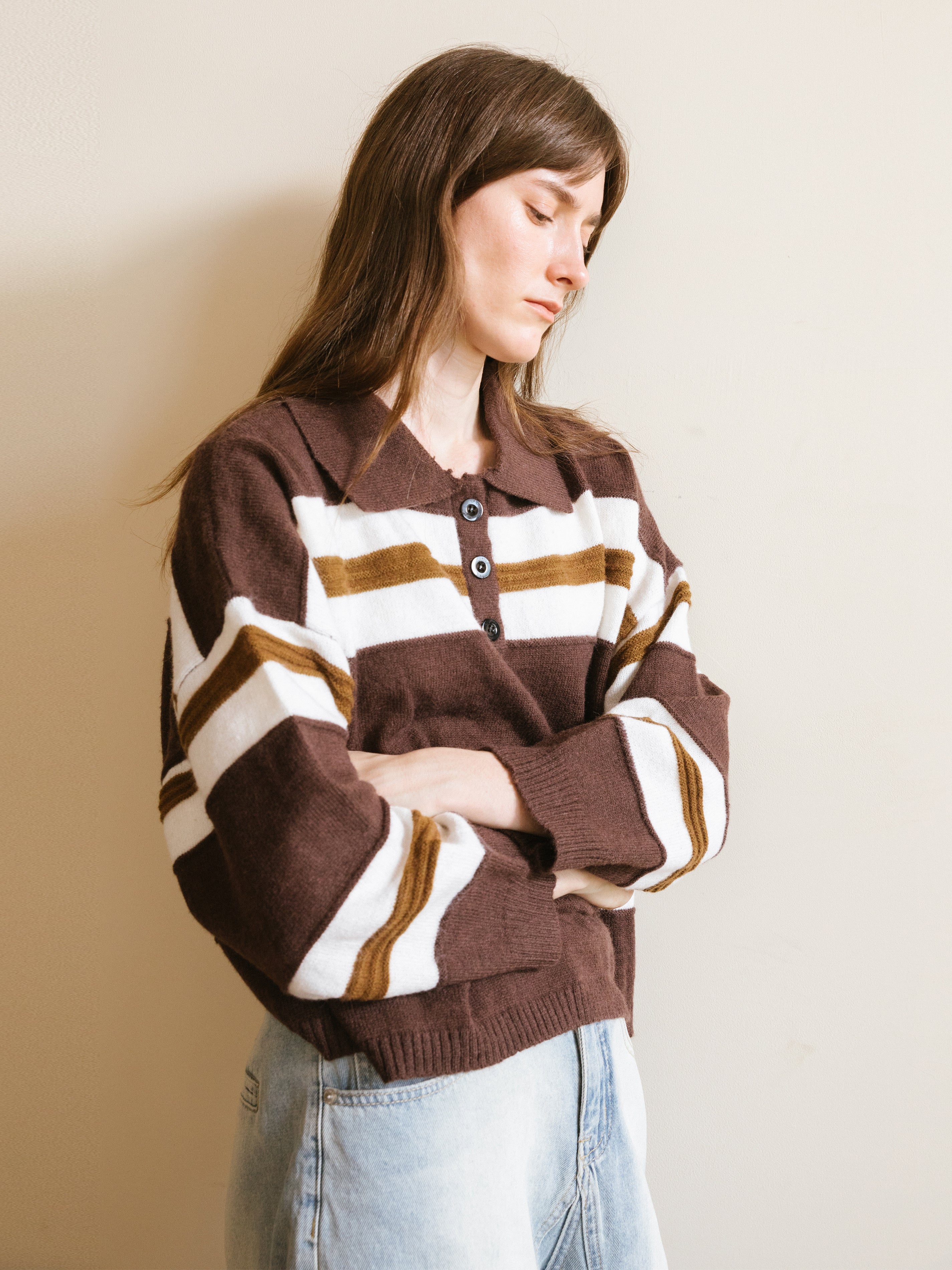 Oversized Contrast Striped Sweater-3
