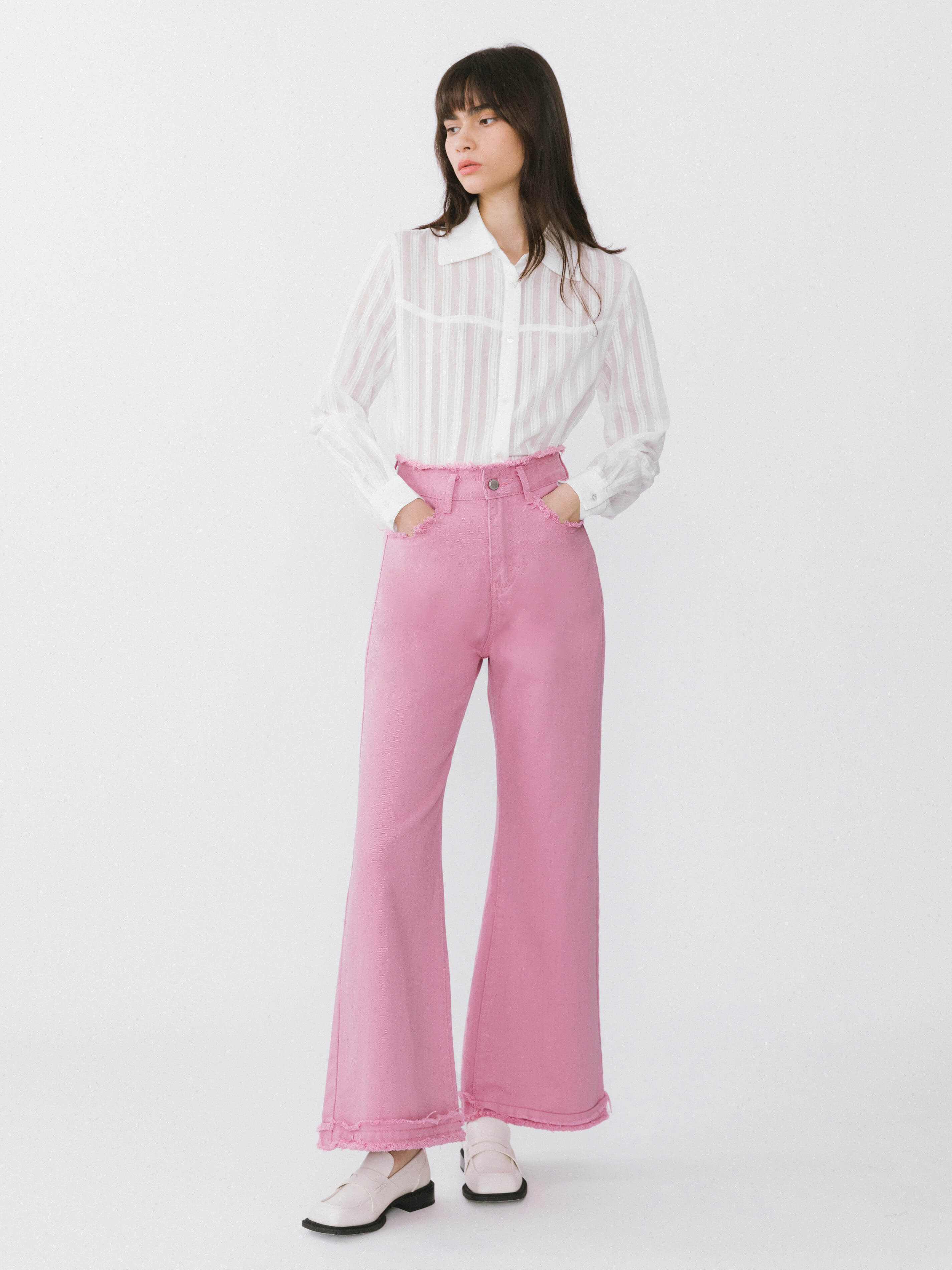 Raw Edge Wide Leg Jeans-3