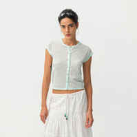 CUBIC Viscose Blend Short-Sleeve Sheer Cardigan