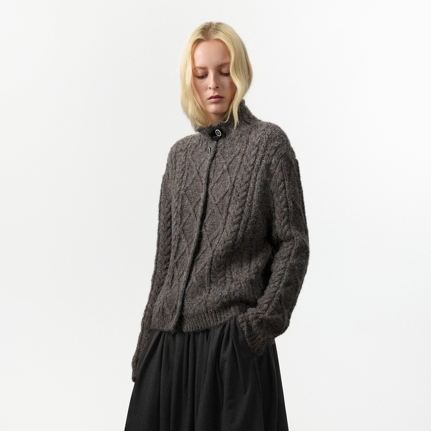 CUBIC Cable Knit Wool Blend Cardigan-3