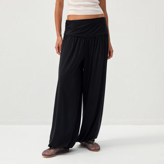 CUBIC Fold-Over Waist Wide-Leg Harem Pants