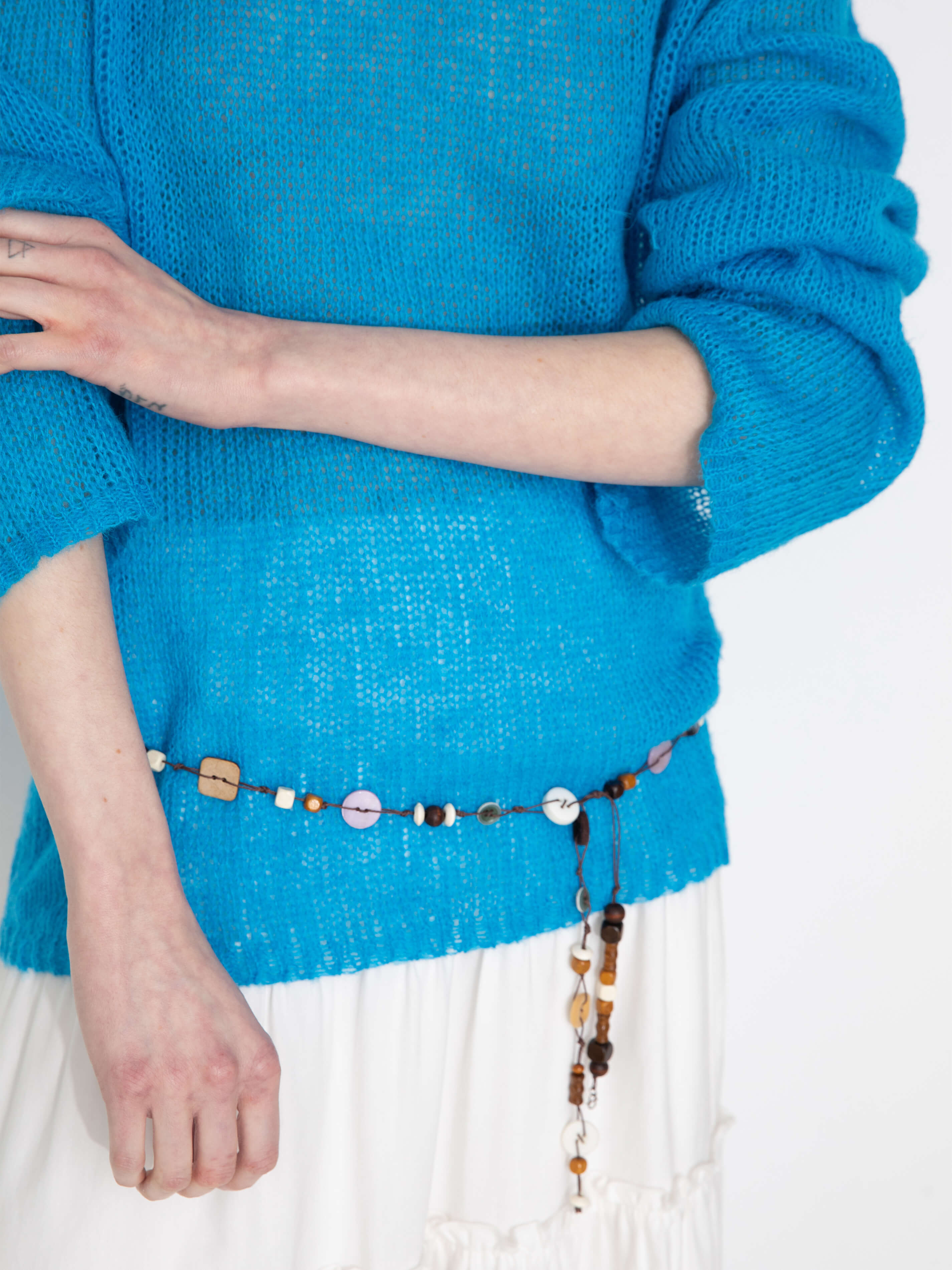 Blue Oversized Open-Knit Sweater-3