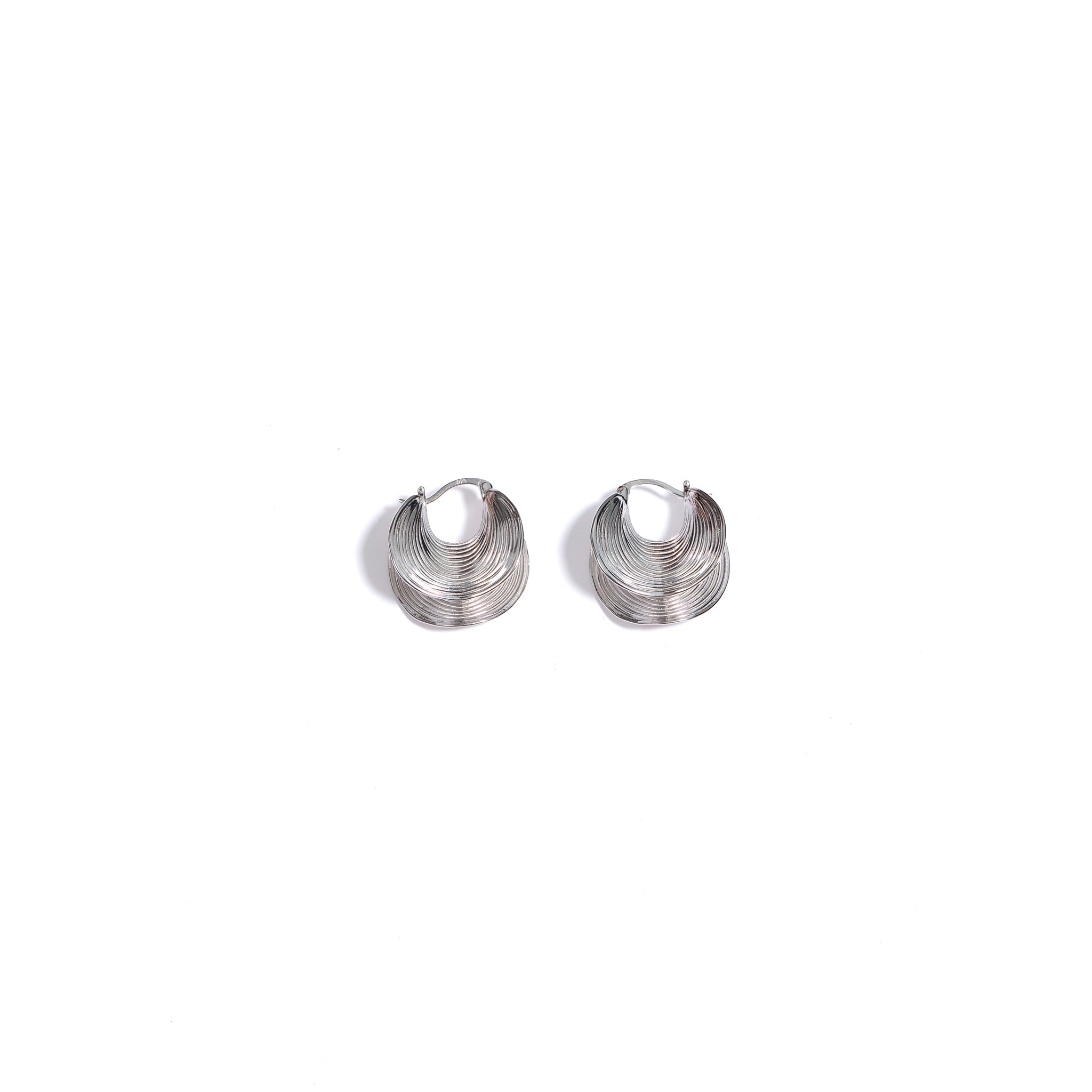 Layered Ripple Hoop Earrings-3