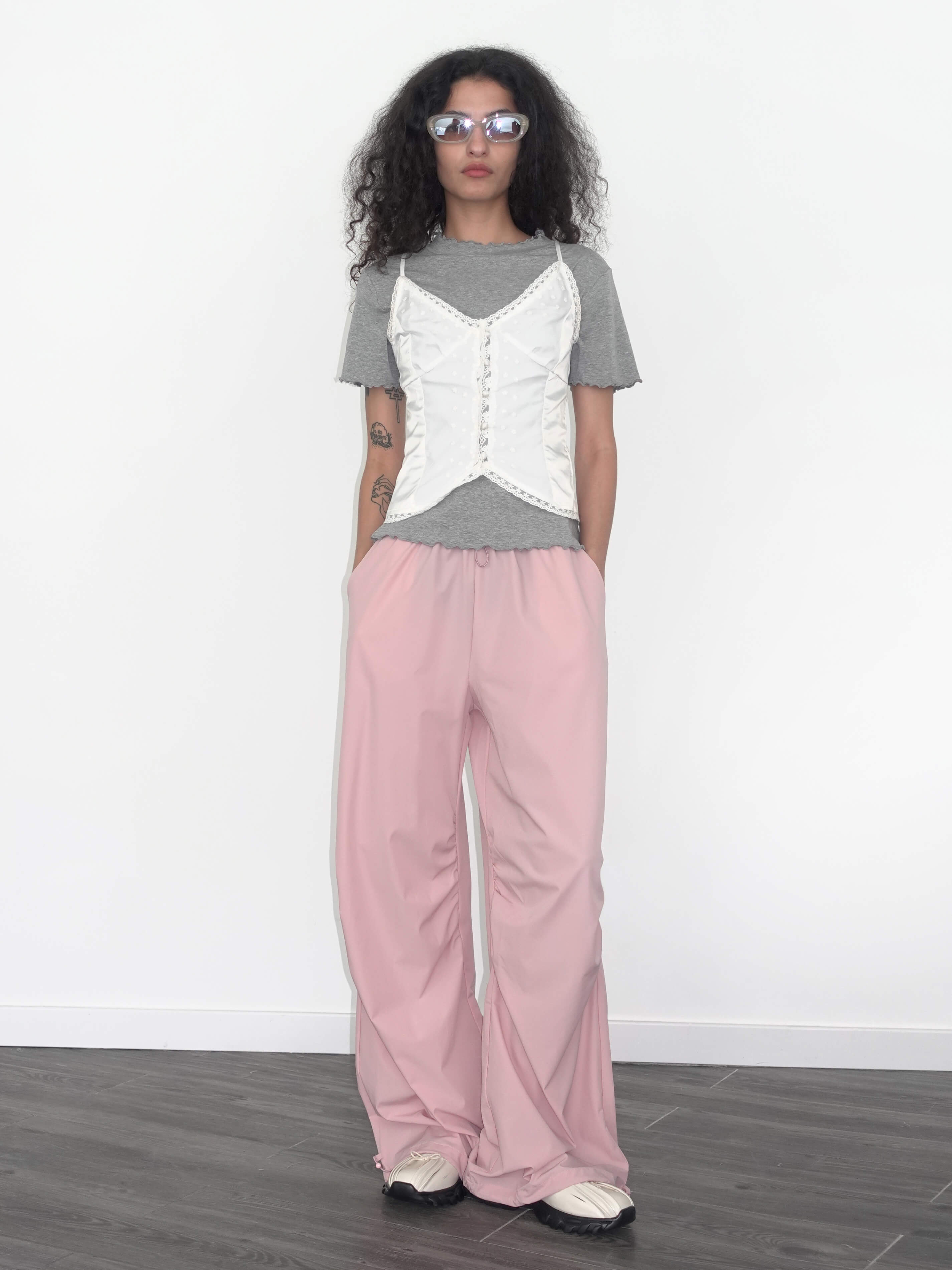 Loose Parachute Trousers with Elastic Waist-3