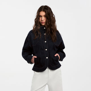 CUBIC Classic Stand Collar Fitted Denim Jacket