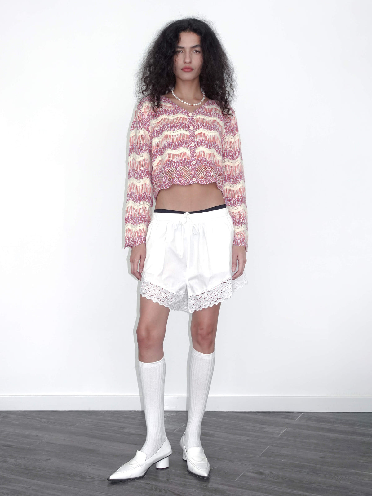 Hollow Jacquard Knitted Cardigan-2