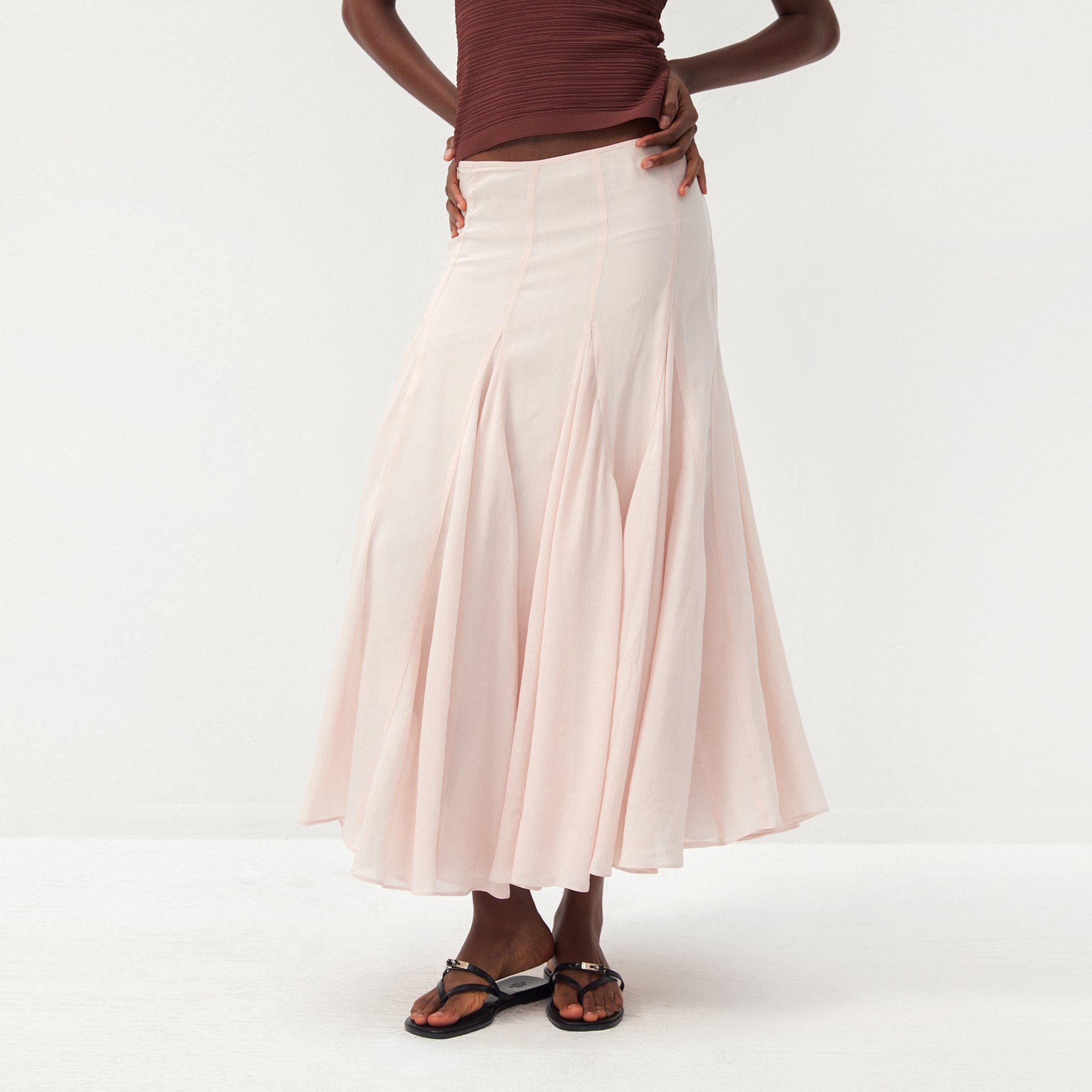 CUBIC Lyocell Flowy Midi Skirt-3