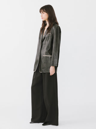 Black Faux Leather Tailored Suit