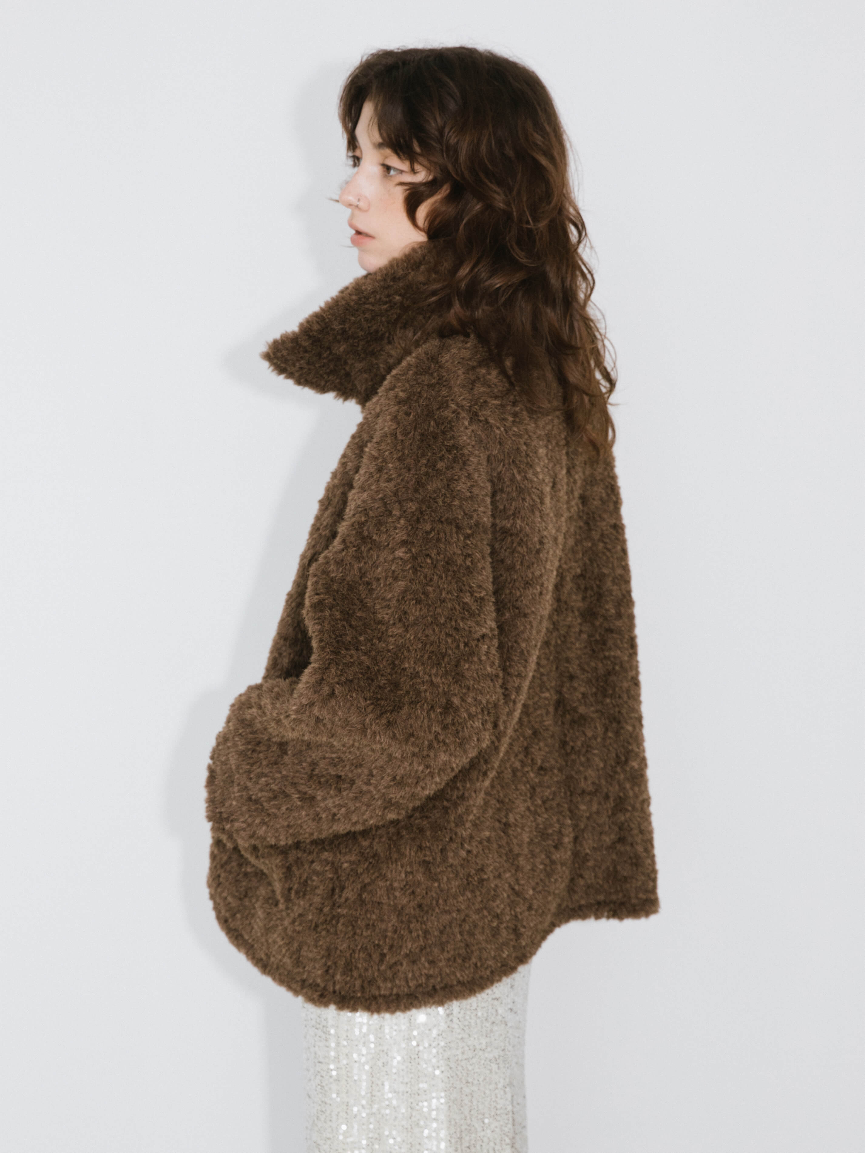 Brown Mid-length Boxy Coat-3