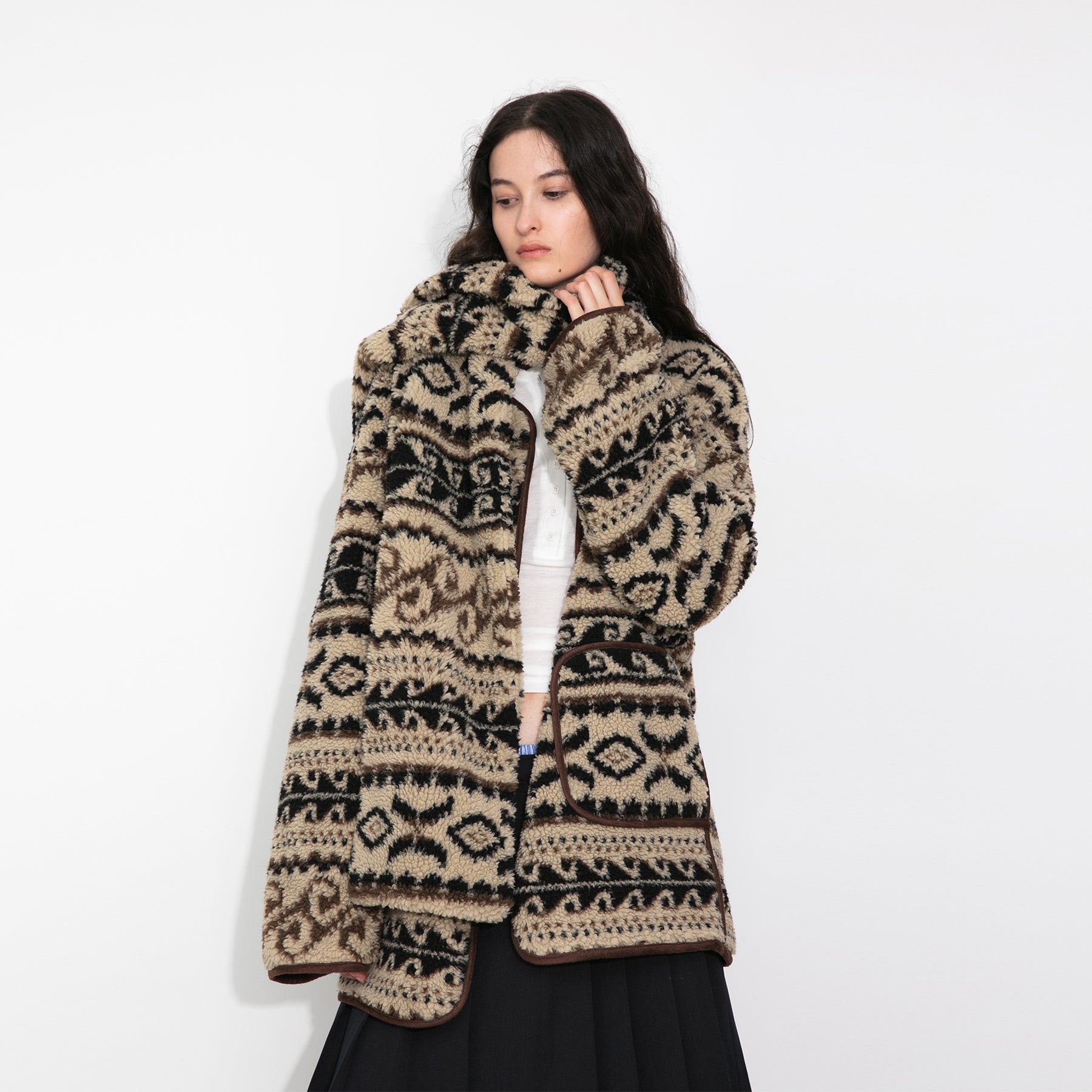 Paisley Faux Shearling Padded Jacket-3