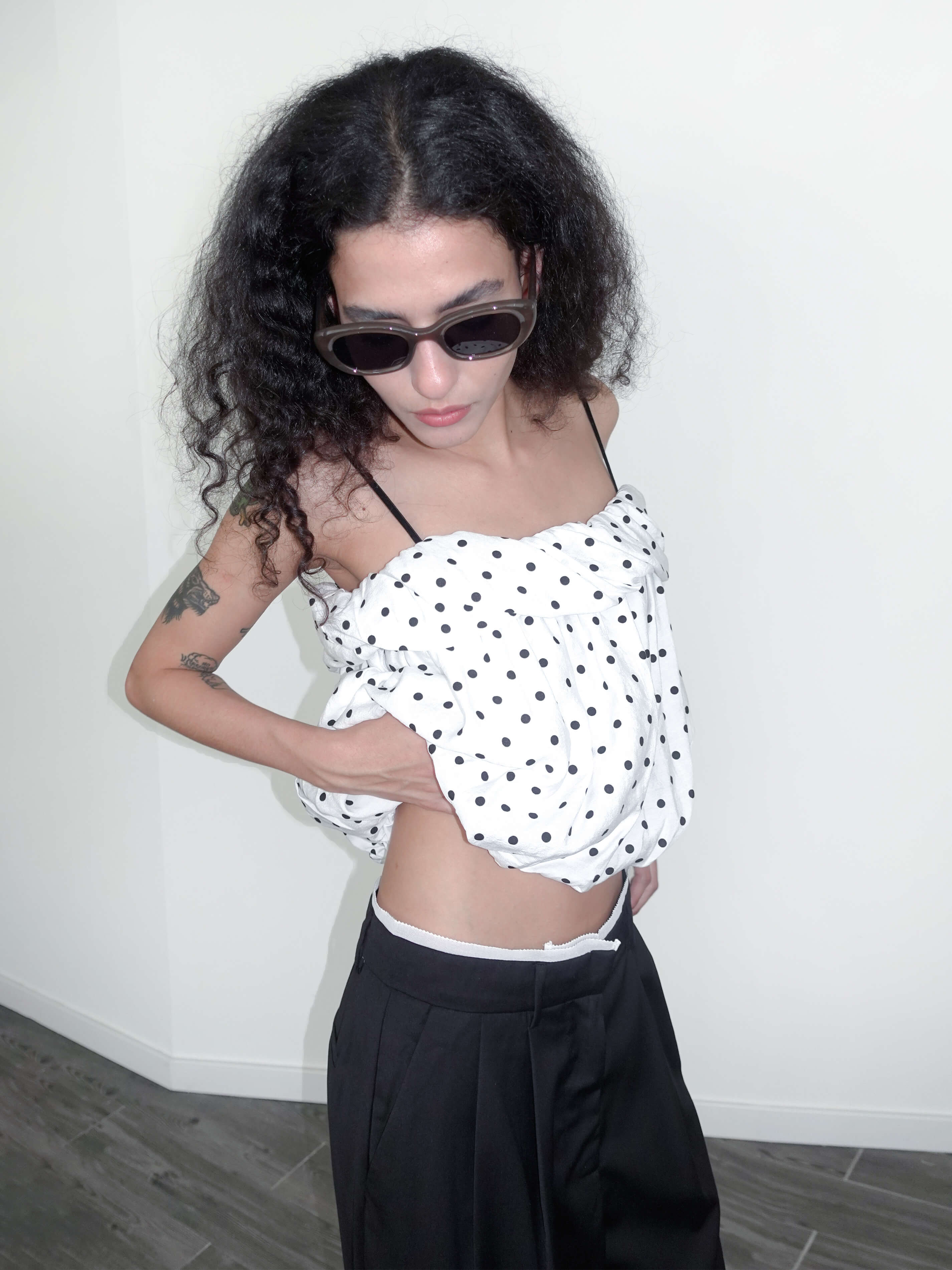Polka Dots Print Cropped Cami Top-3