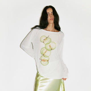 CUBIC Boat Neck Apple Print  Long-Sleeve Top