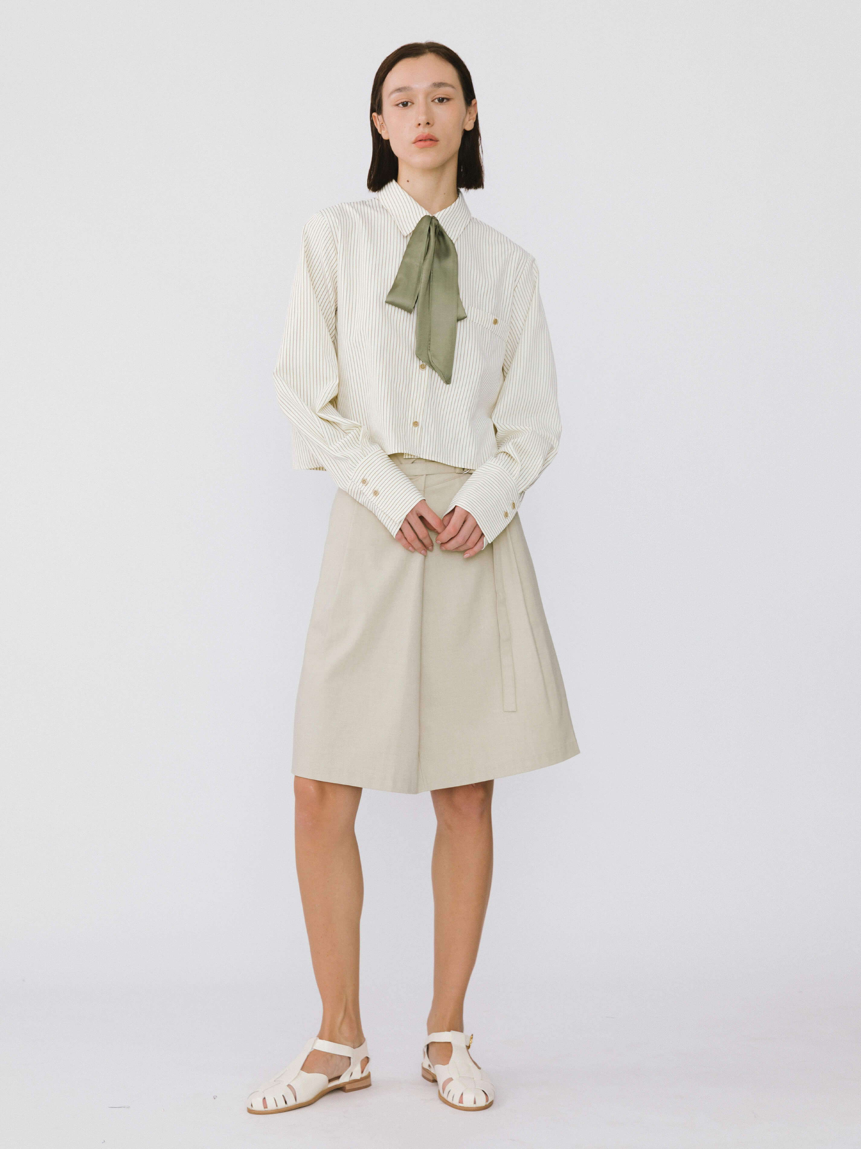 A-line Round Skirt with Wool Blend-3