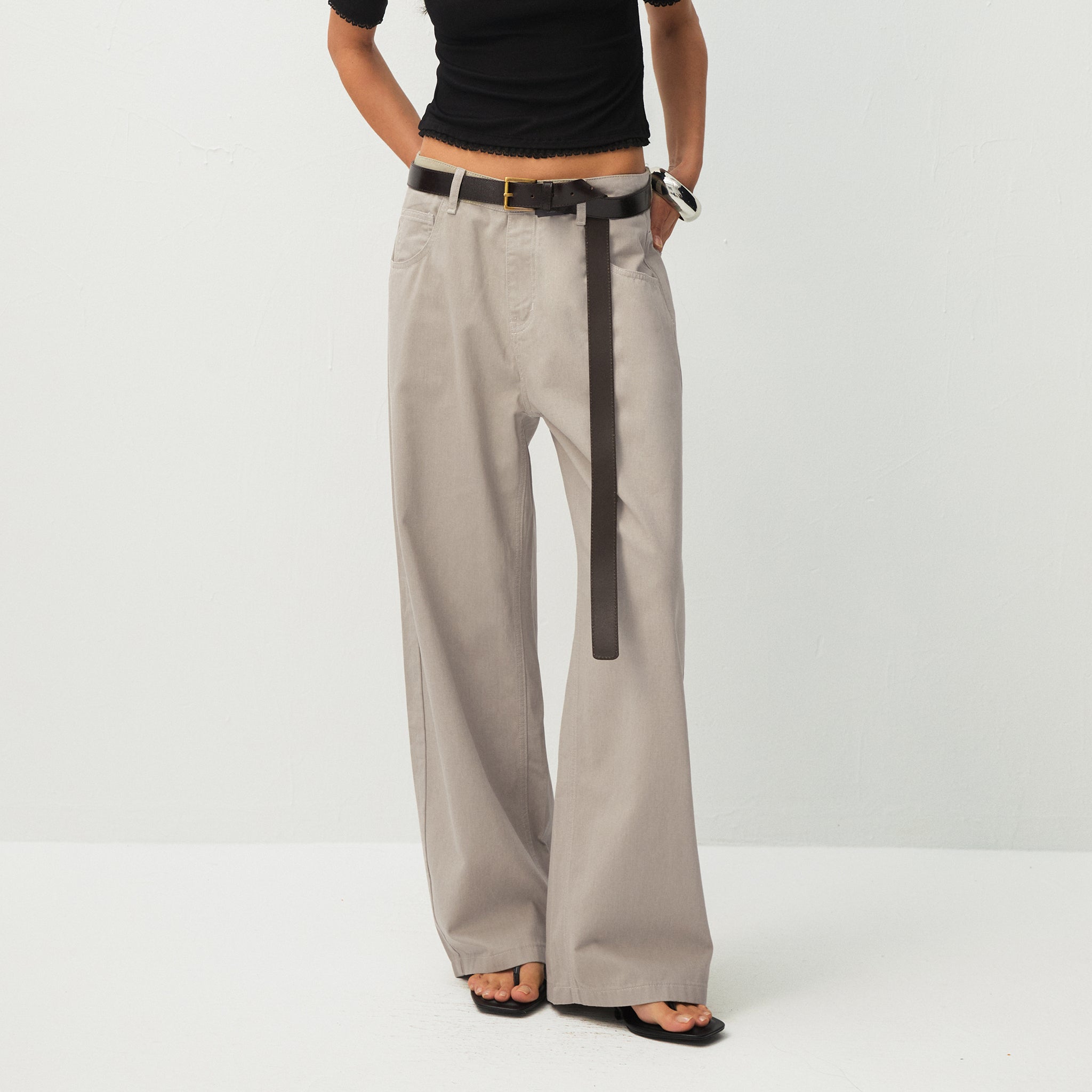 100% Cotton Draped Oversized Wide-Leg Casual Pants-3
