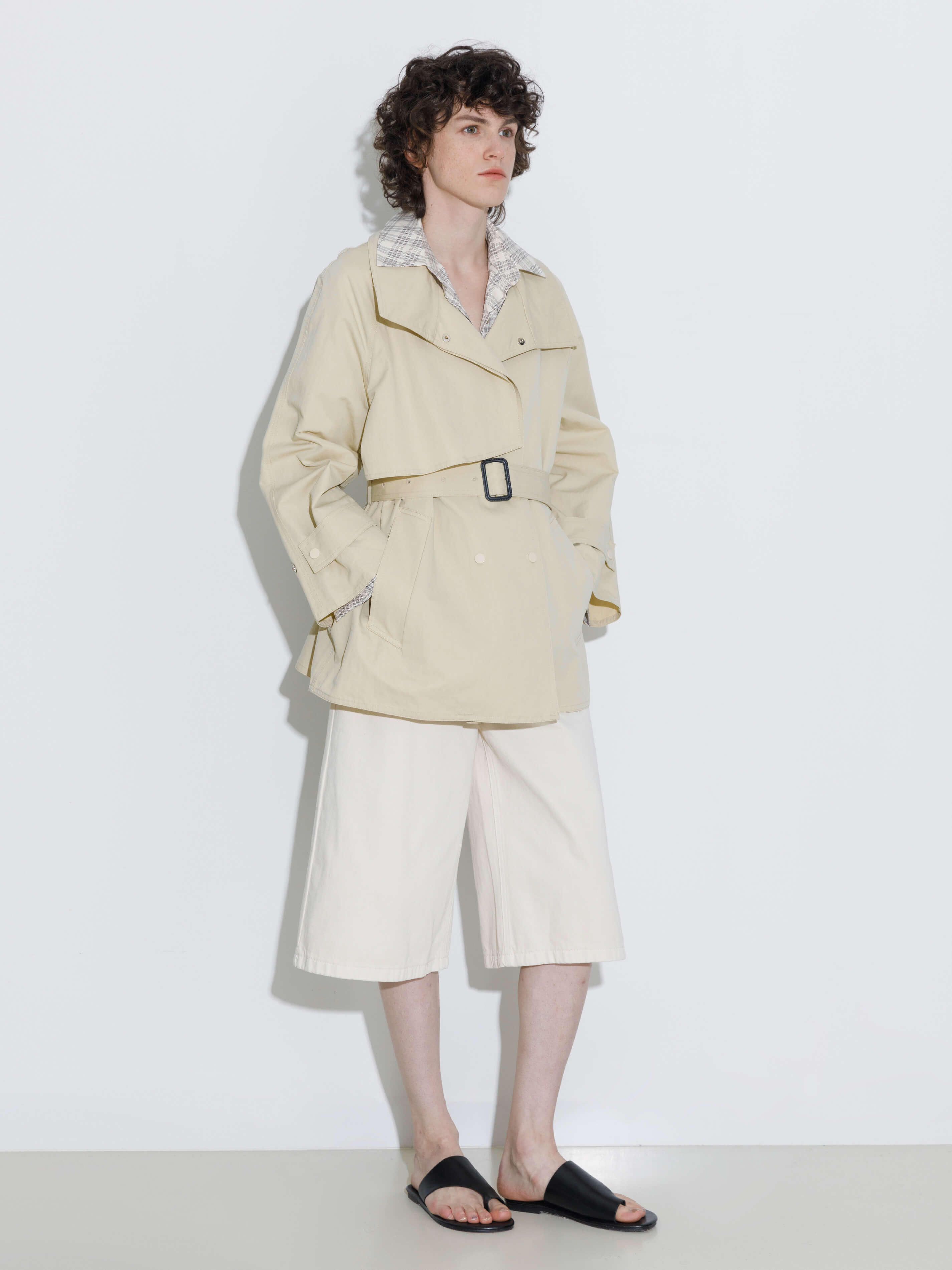Short Length Belted Trench Coat-4
