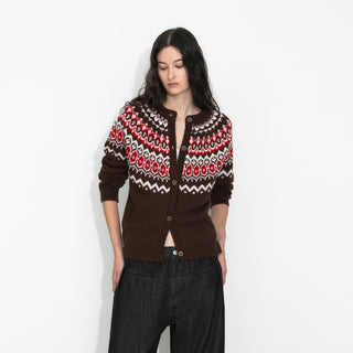 100% Wool Fair Isle Wool Knit Cardigan