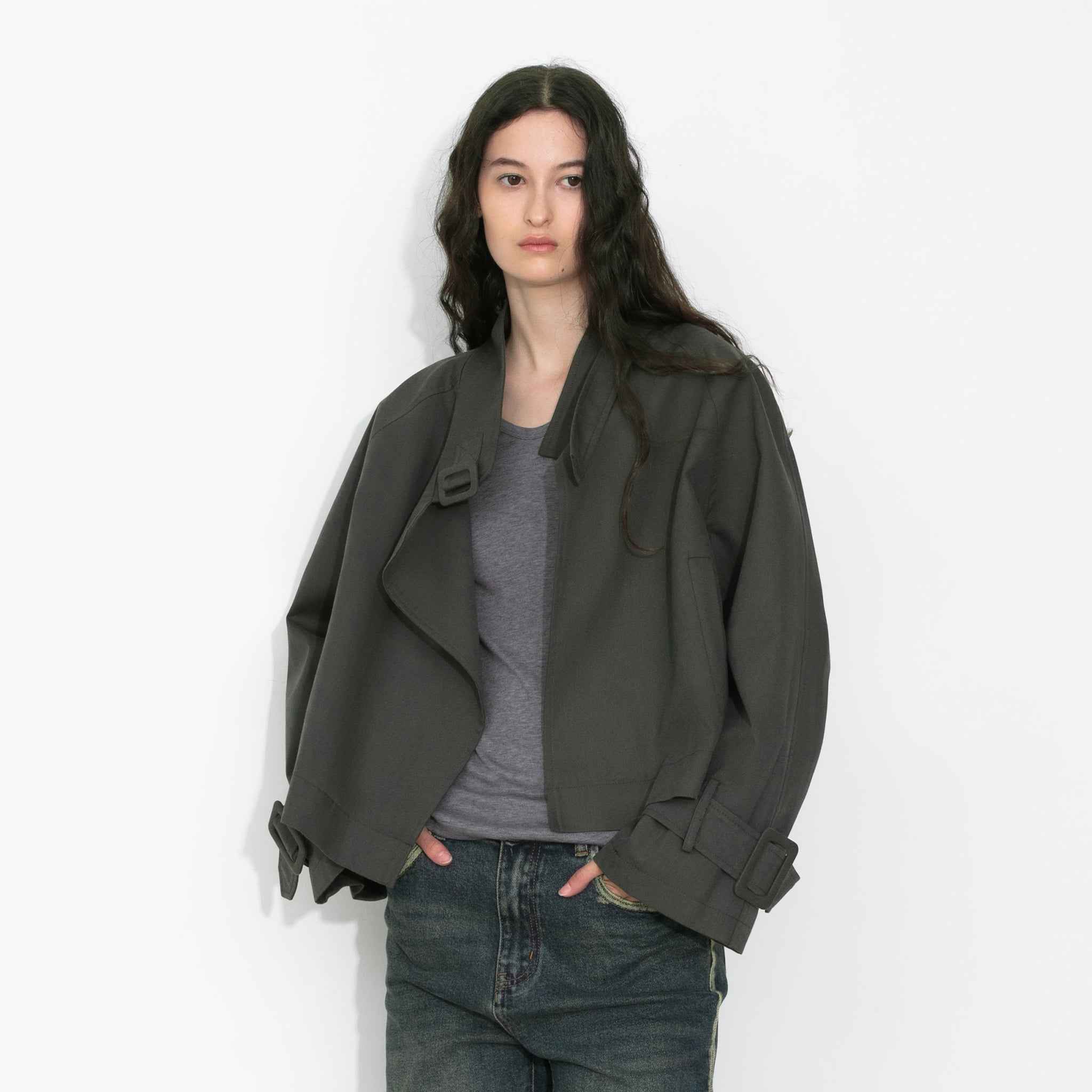 Overlay Cropped Trench Coat-3
