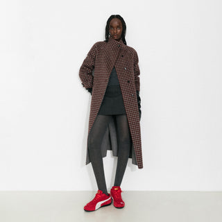 Vintage Plaid Stand Collar Reversible Long Coat