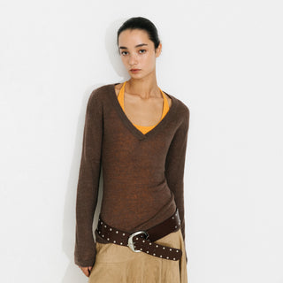 V-Neck Semi-Sheer Loose-Fit Knit Cover-Up