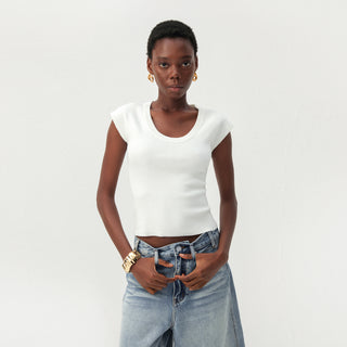 CUBIC Lyocell-Blend Minimalist U-Neck Top