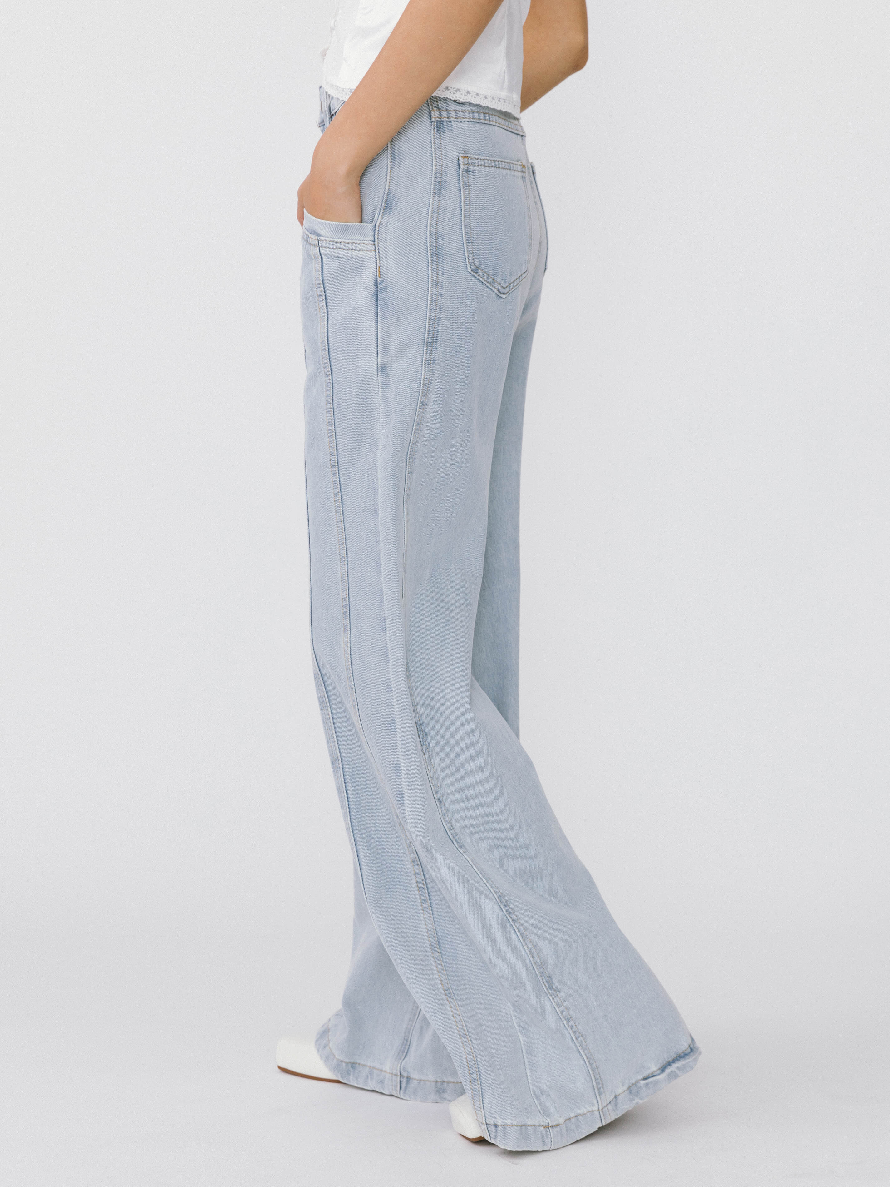 Front Stitch Wide Leg Jeans-3