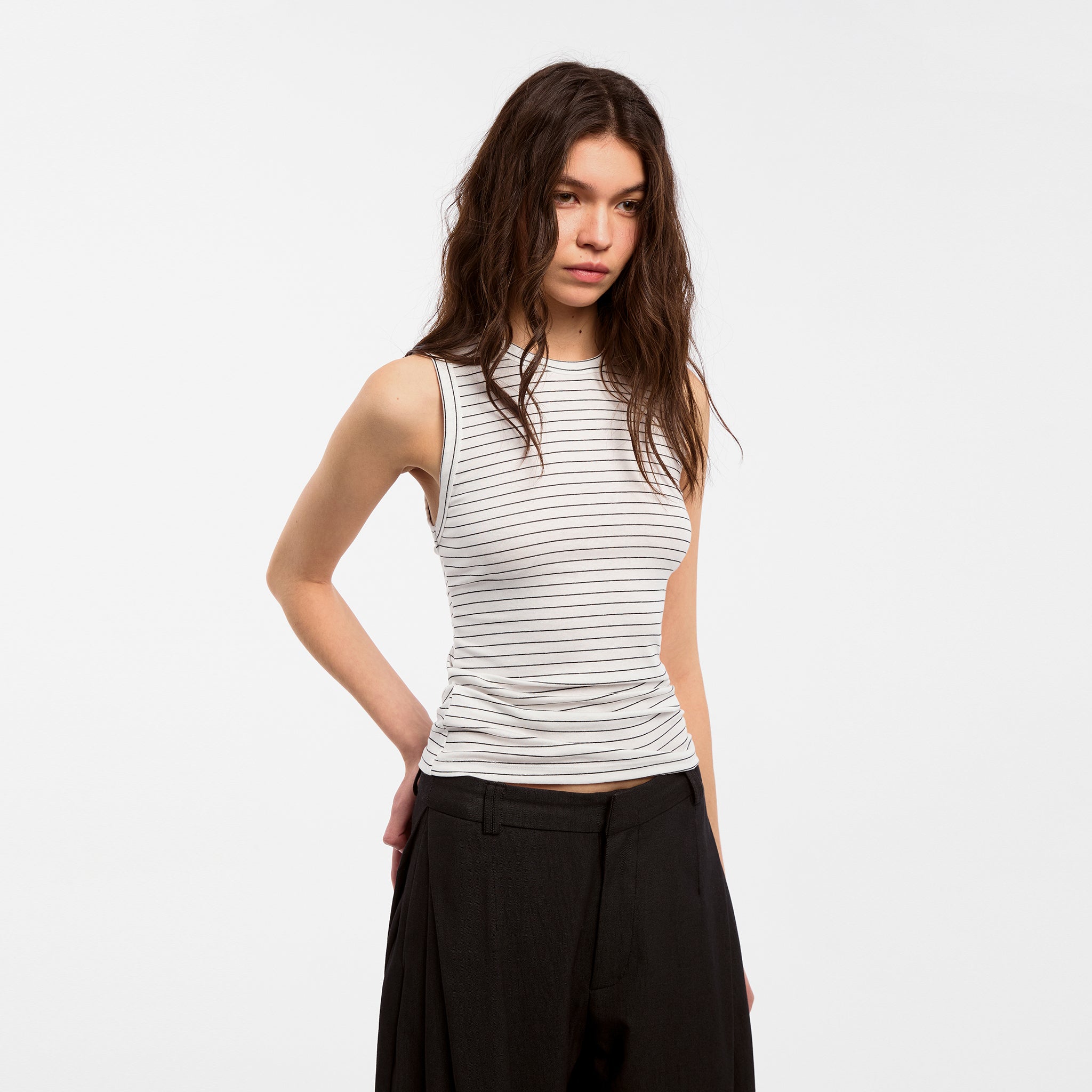 CUBIC Lyocell Striped Linen Vest-3