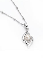 Twisted Leaf Wrap Pearl Pendant Necklace