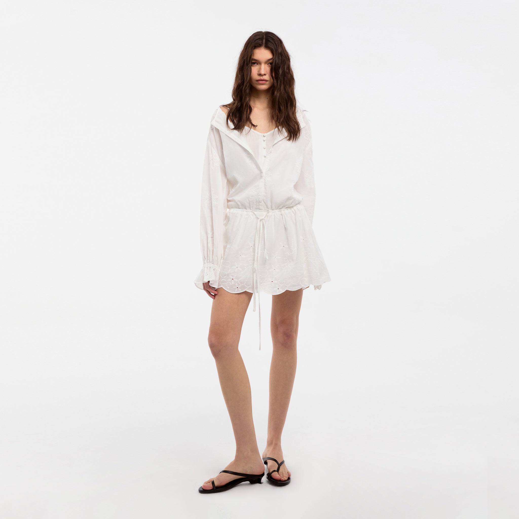 CUBIC Pure Cotton Shirt Dress with Lace-3