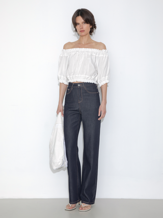 Off-Shoulder Cropped Top with Cut-Out Panels