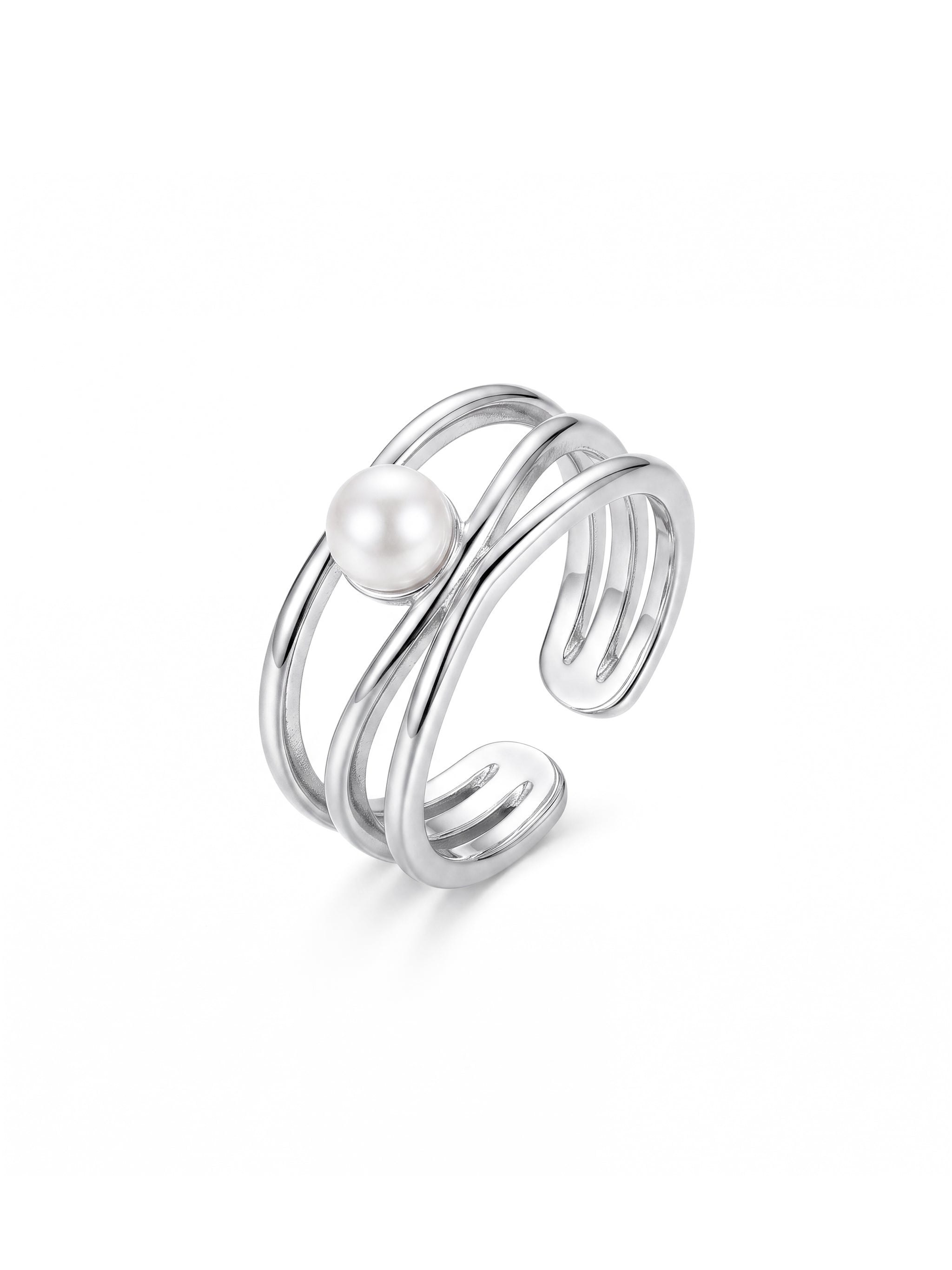 Three-Band Layered Pearl Ring-3