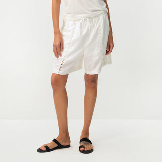 CUBIC Lyocell Linen Lace-Trim Shorts