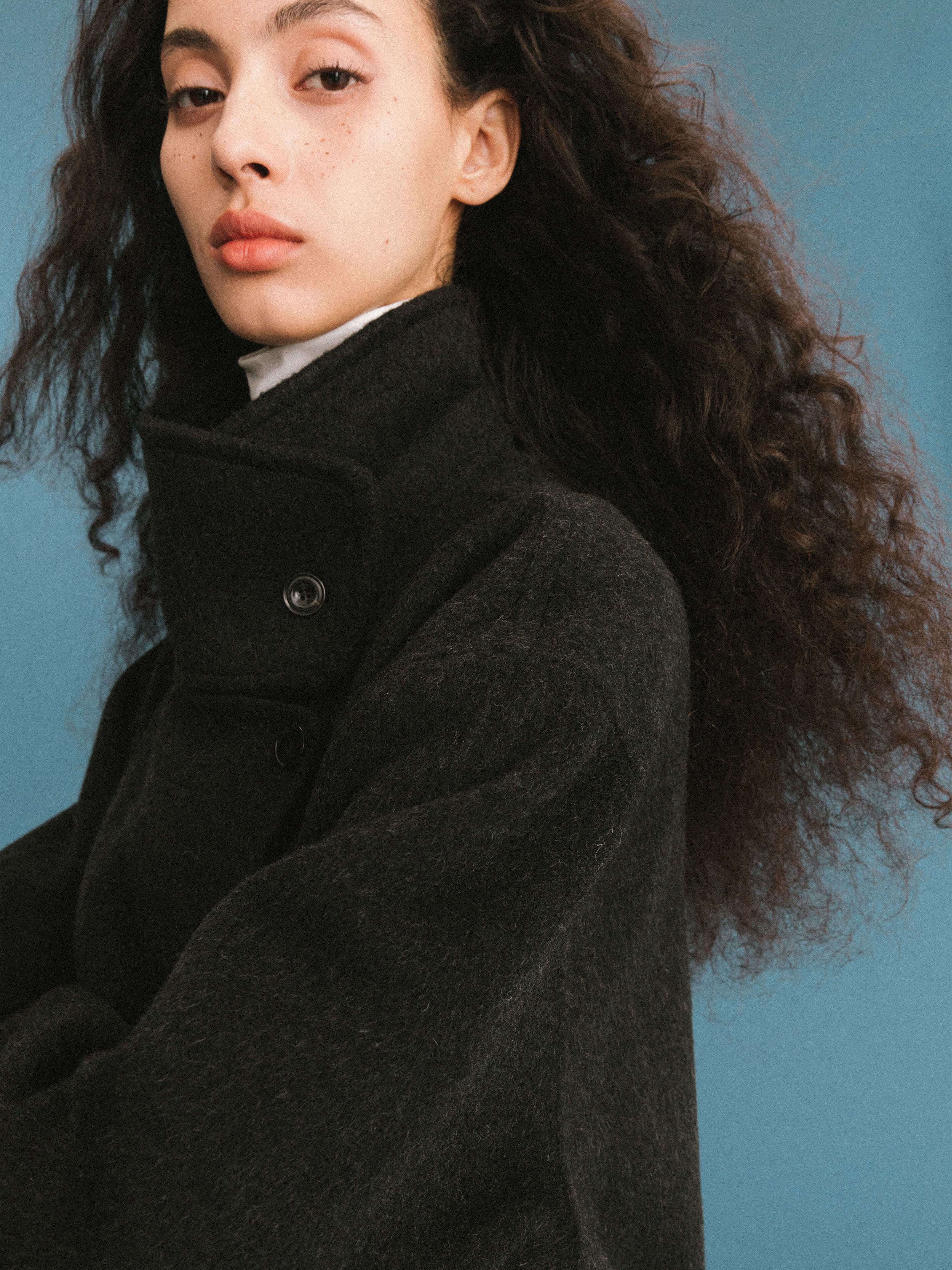 ONE BY CUBIC Double Face Tailored 100% Sheep Wool Coat with Belt-3