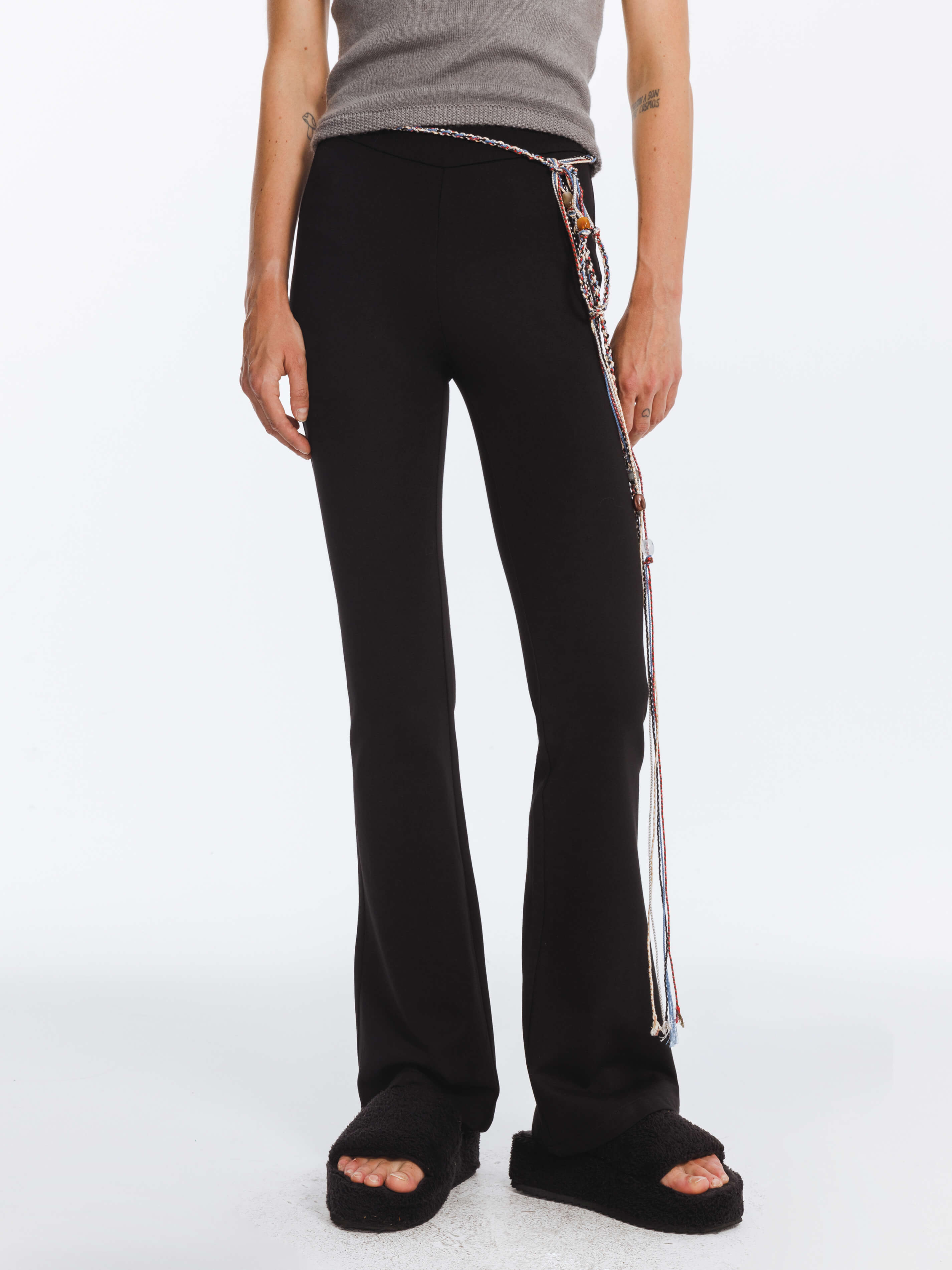 High Waisted Flared High Elastic Trousers-3