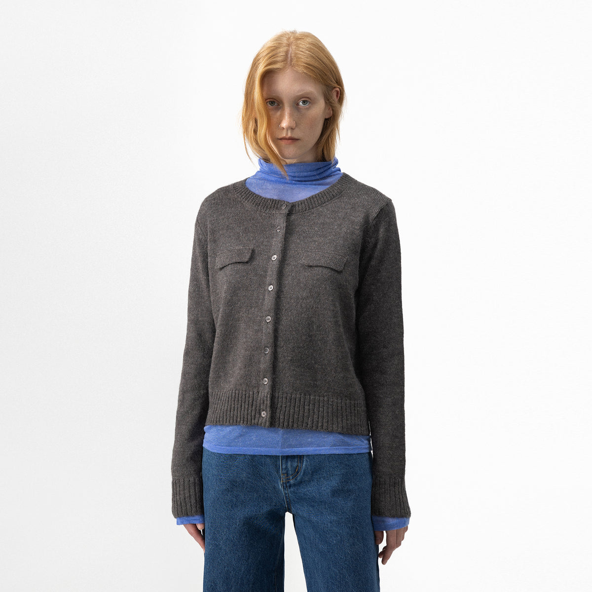 CUBIC Marled Knit Button-Up Cardigan-3