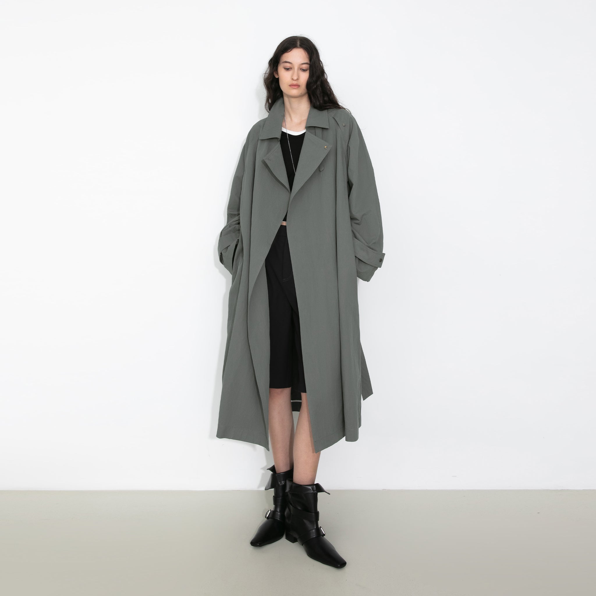 Oversized Large Lapel Long Trench Coat-3